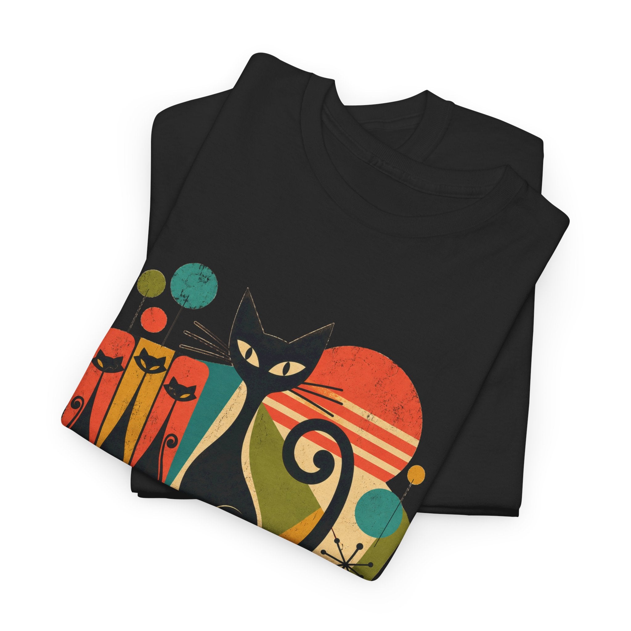 Cat T-Shirt — Whisker Goals Retro Graphic Tee. Best Mod Tangent Cat t-shirt