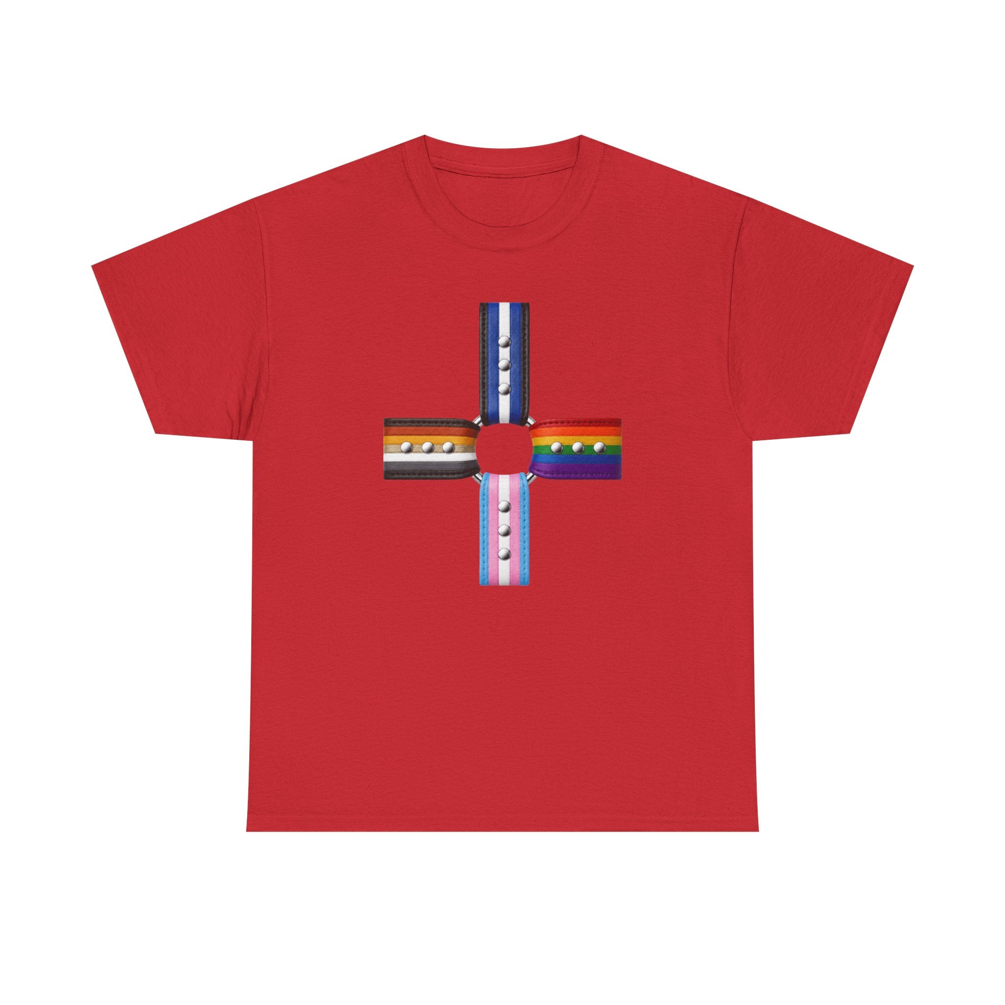 LGBTQ+ Pride Flag Cross T‑Shirt — Inclusive Stripes Tee