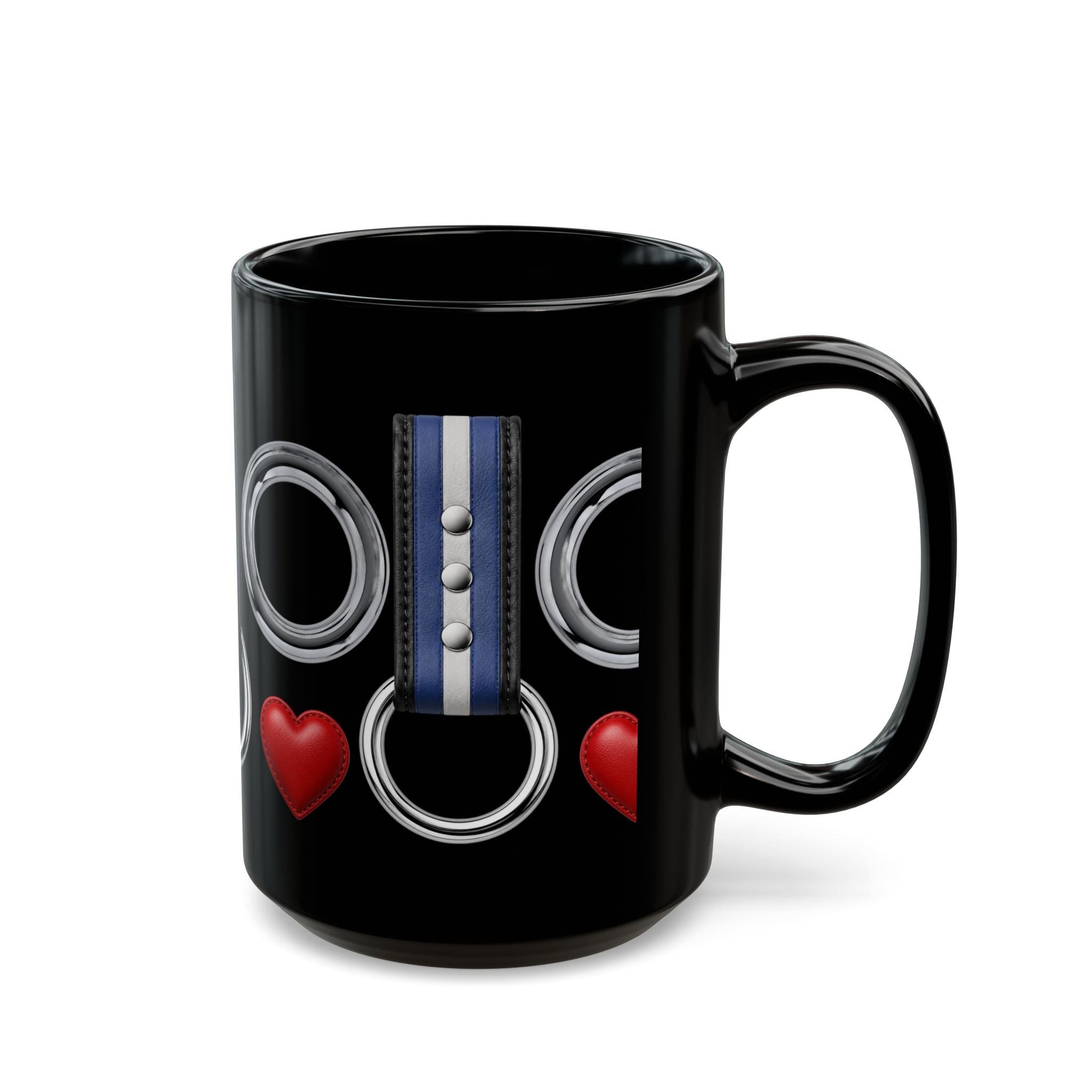 Bondage Collar & Heart Black Mug – Kink Pride Coffee Cup