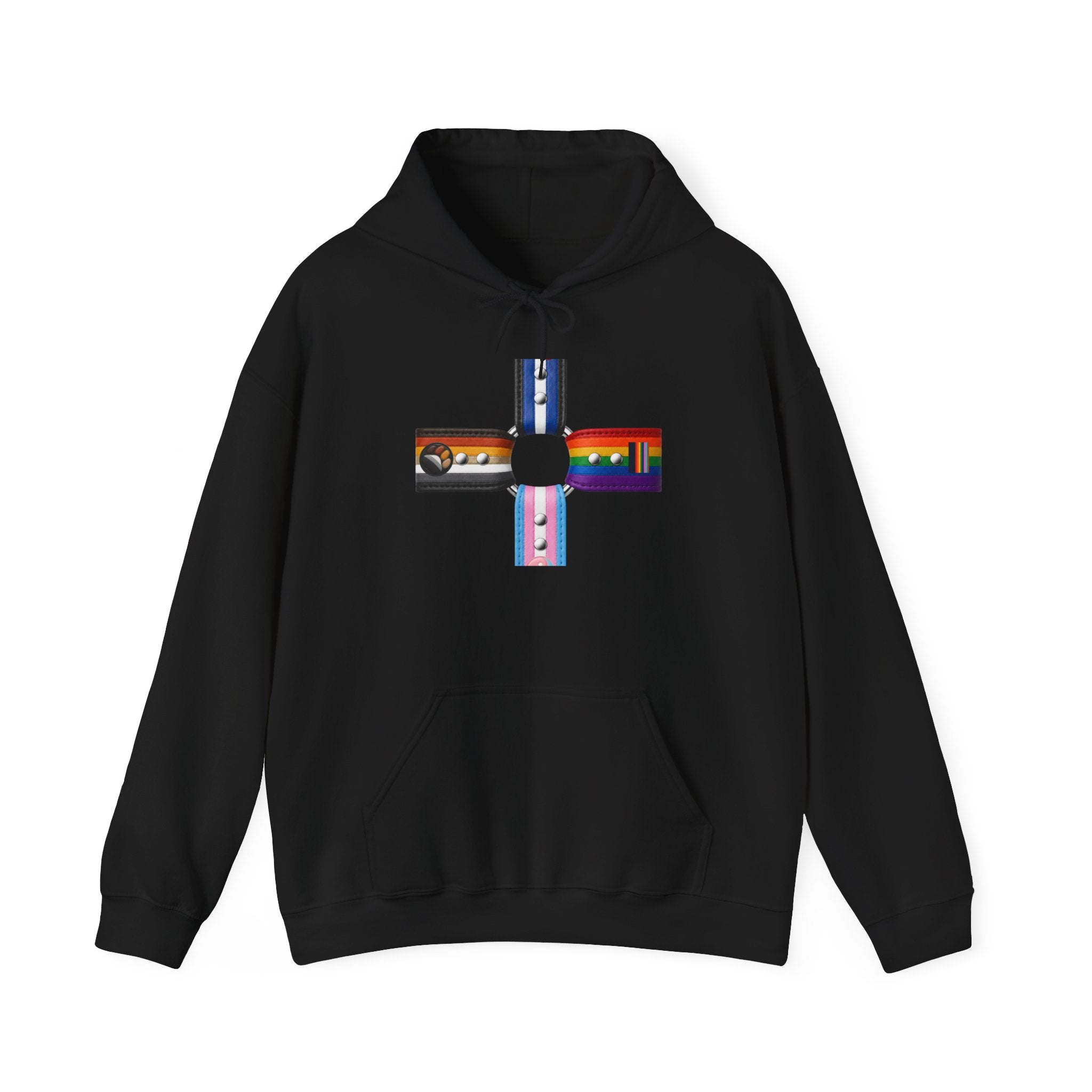 Hoodie — Inclusive Pride Flag Cross Design