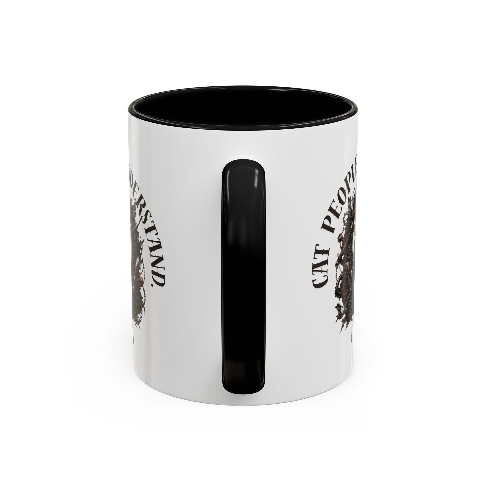 Cat People Understand Accent Mug — 'IYKYK' Black-Trim Coffee Cup. Cat lovers. Cat people. Cat mug.