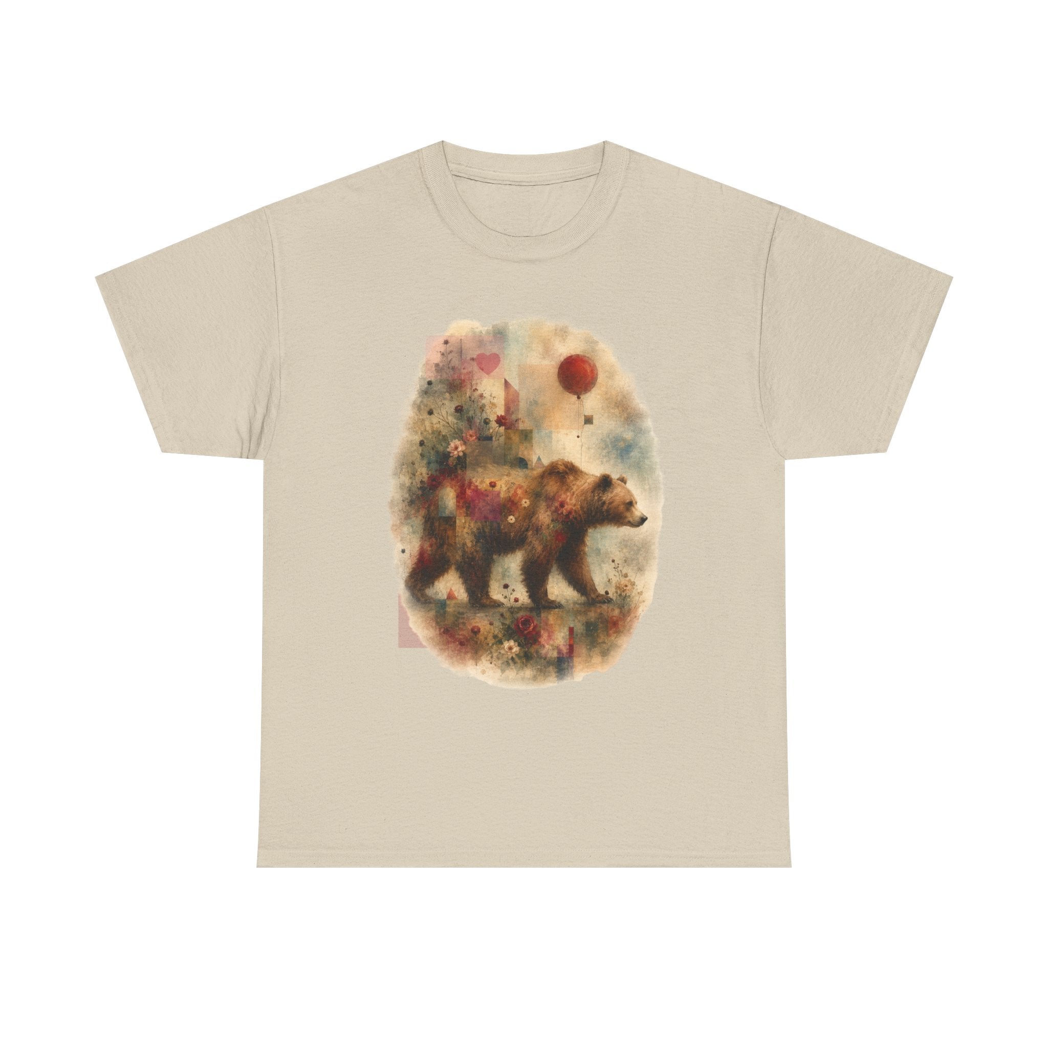 Bear and Balloon T-Shirt — Whimsical Watercolor Forest Bear Graphic Tee