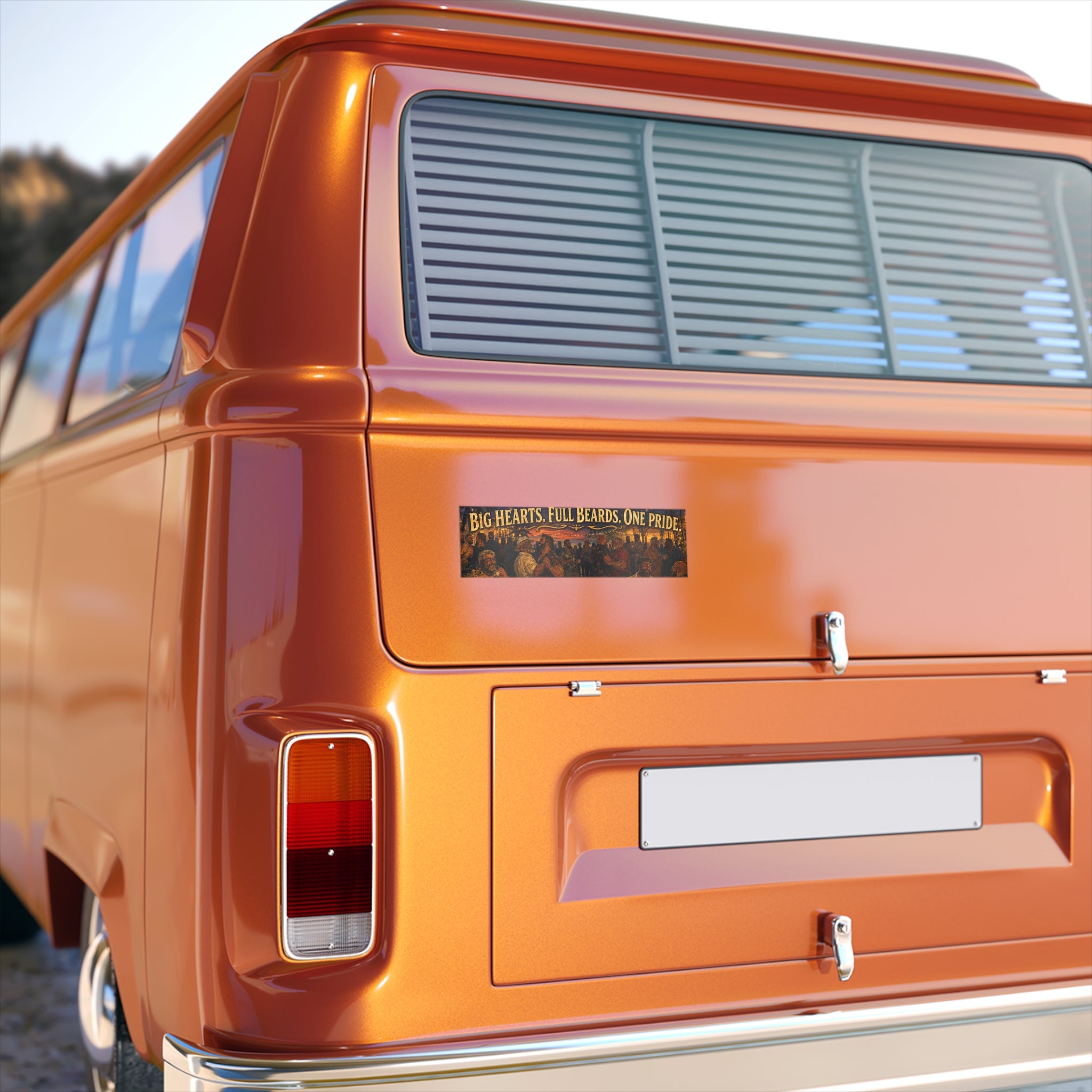 Bumper Sticker — "Big Hearts. Full Beards. One Pride." Vintage Brotherhood Decal