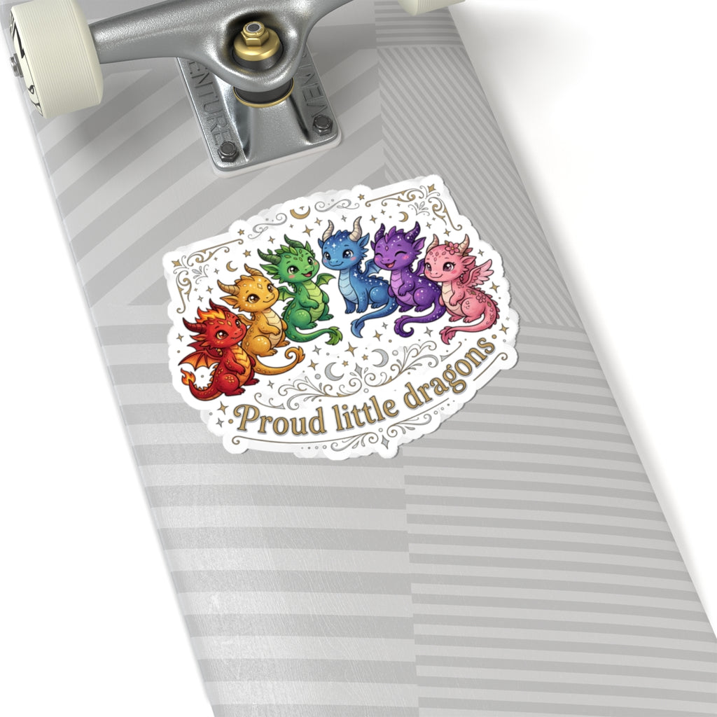 Kiss-Cut Sticker — "Proud Little Dragons" Rainbow Baby Dragon Decal