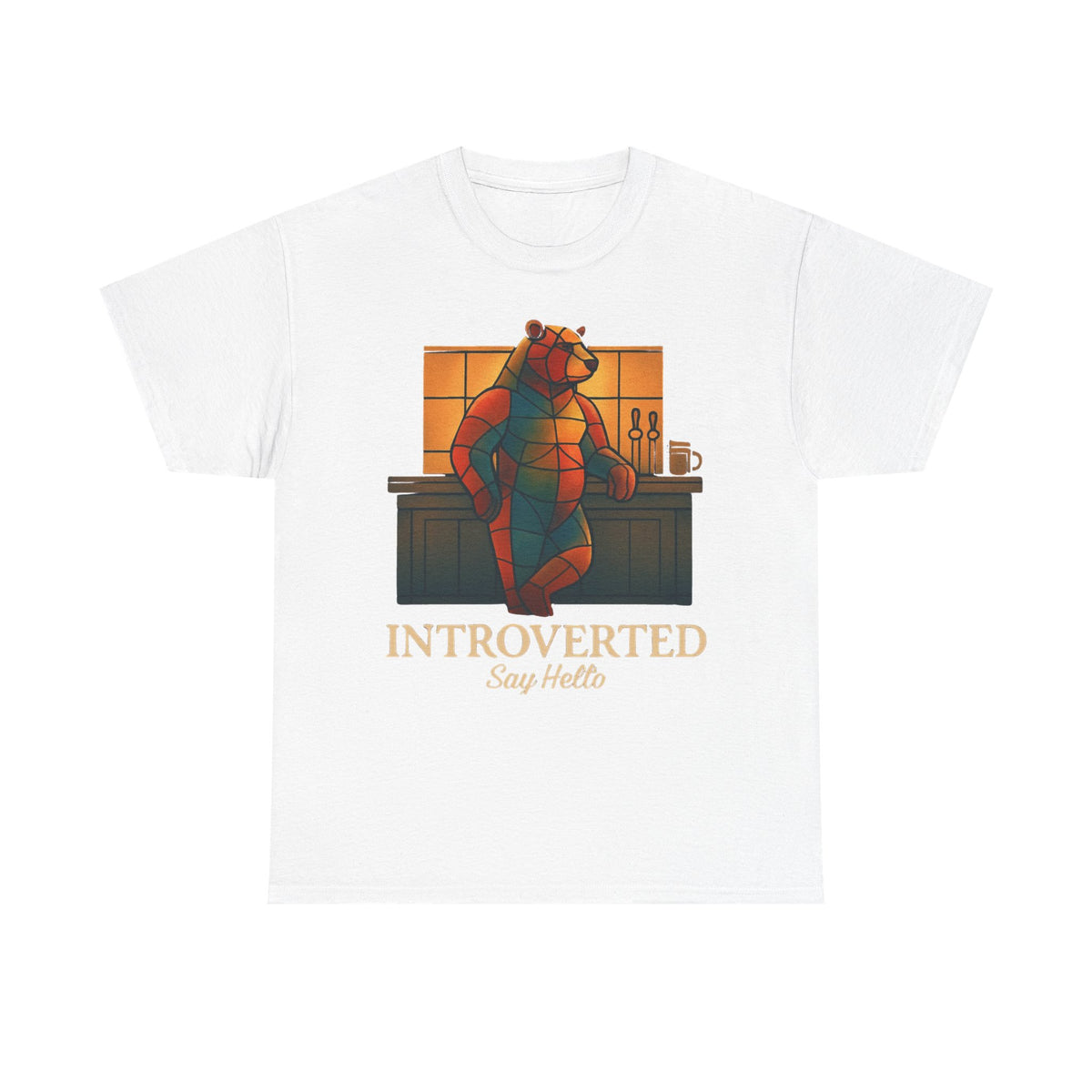 Introverted Bear Man T-Shirt — 'Say Hello' Bar Humor Tee