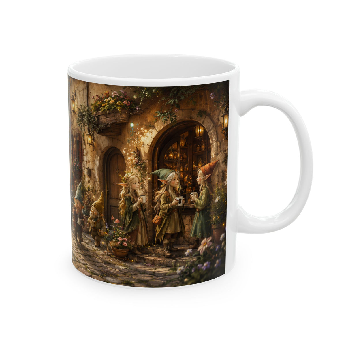 Gnome Village Ceramic Mug — Whimsical Cottagecore 11oz/15oz Coffee Cup
