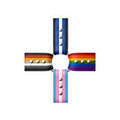 Pride Flag Cross Vinyl Sticker — Kiss-Cut LGBTQ+ Ally Decal (Rainbow, Trans & Stripes)