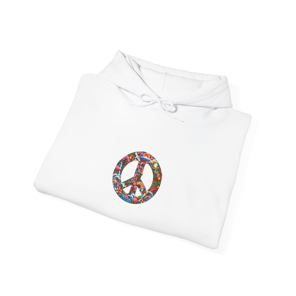 Peace Symbol Hoodie – Colorful Floral Hippie Peace Sign Pullover