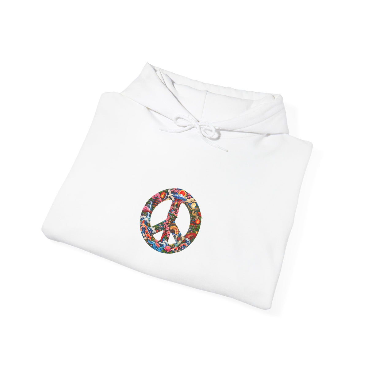 Peace Symbol Hoodie – Colorful Floral Hippie Peace Sign Pullover
