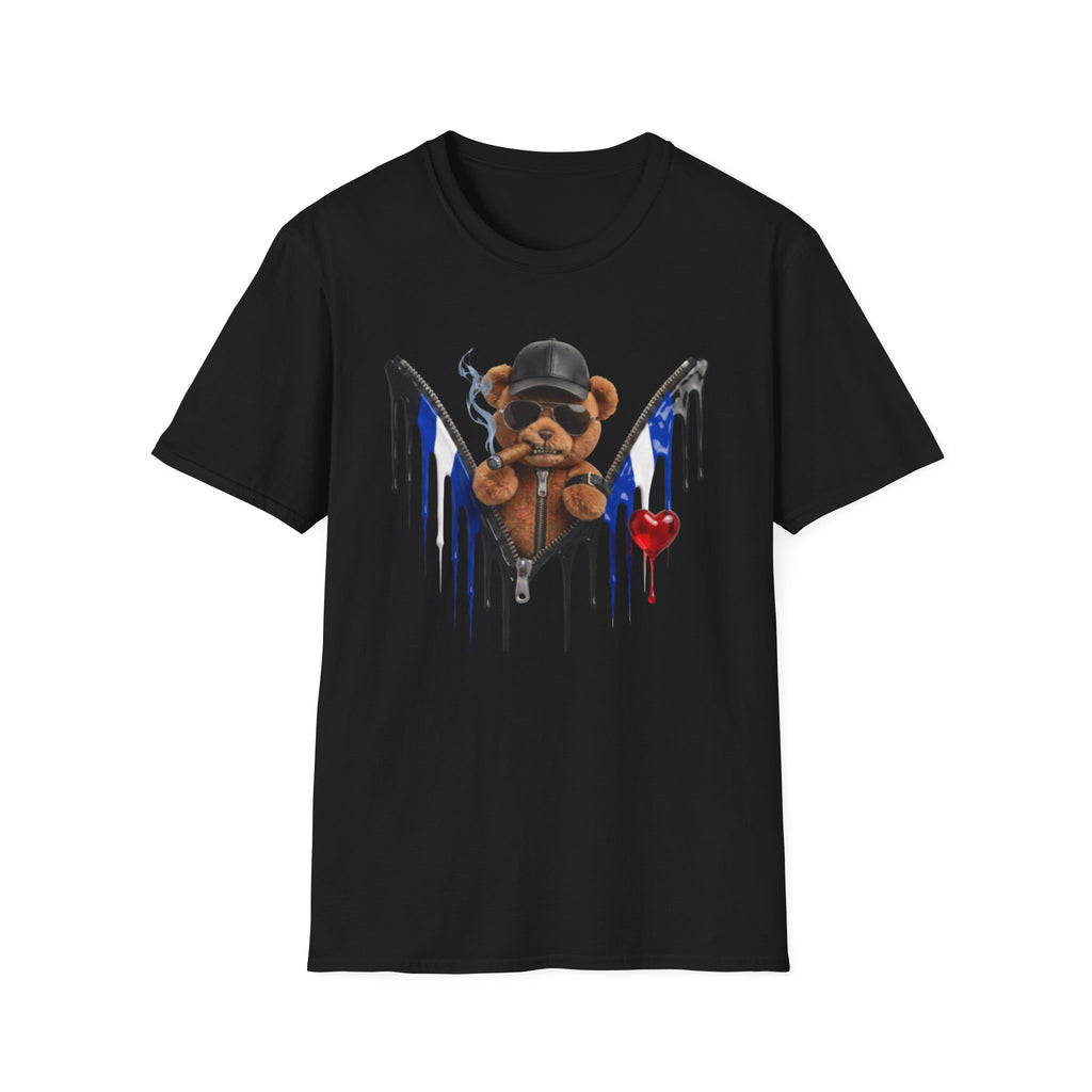 Edgy Graffiti Teddy T‑Shirt — Dripping Wings & Heart Streetwear