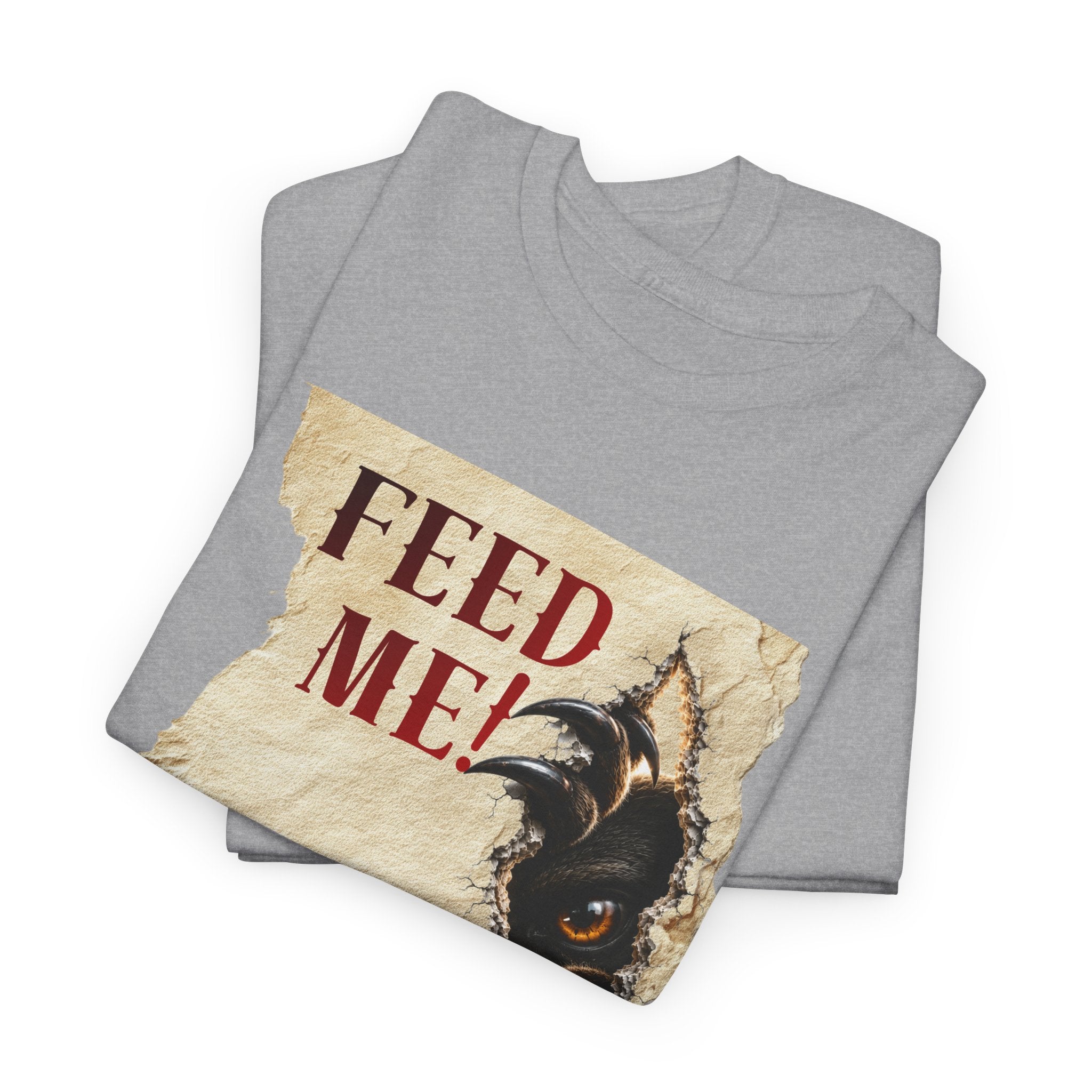 Funny Hangry feed me shirt. Hungry beast breaking out for sweets