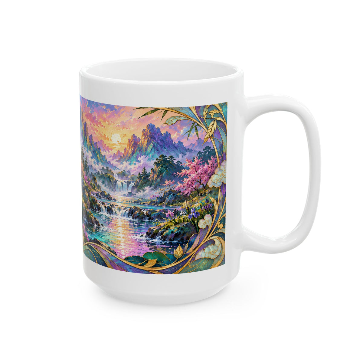 Panda Mug – Asian-Inspired Art Nouveau Panda Bear Coffee Cup, Bamboo Nature Gift