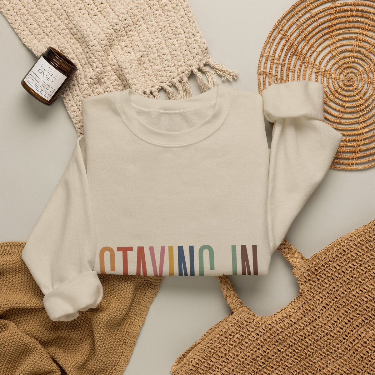 Staying In slogan crewneck Sweatshirt | Homebody cozy loungewear