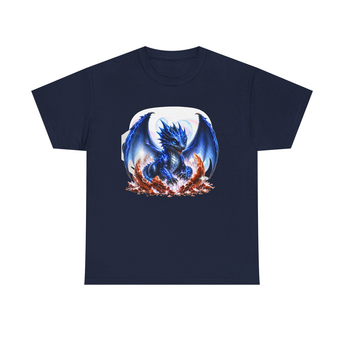 Blue Fire Dragon T-Shirt — Fantasy Dragon Graphic Tee, Blue Dragon. Best Dragon shirt. Blue Baby Dragon.