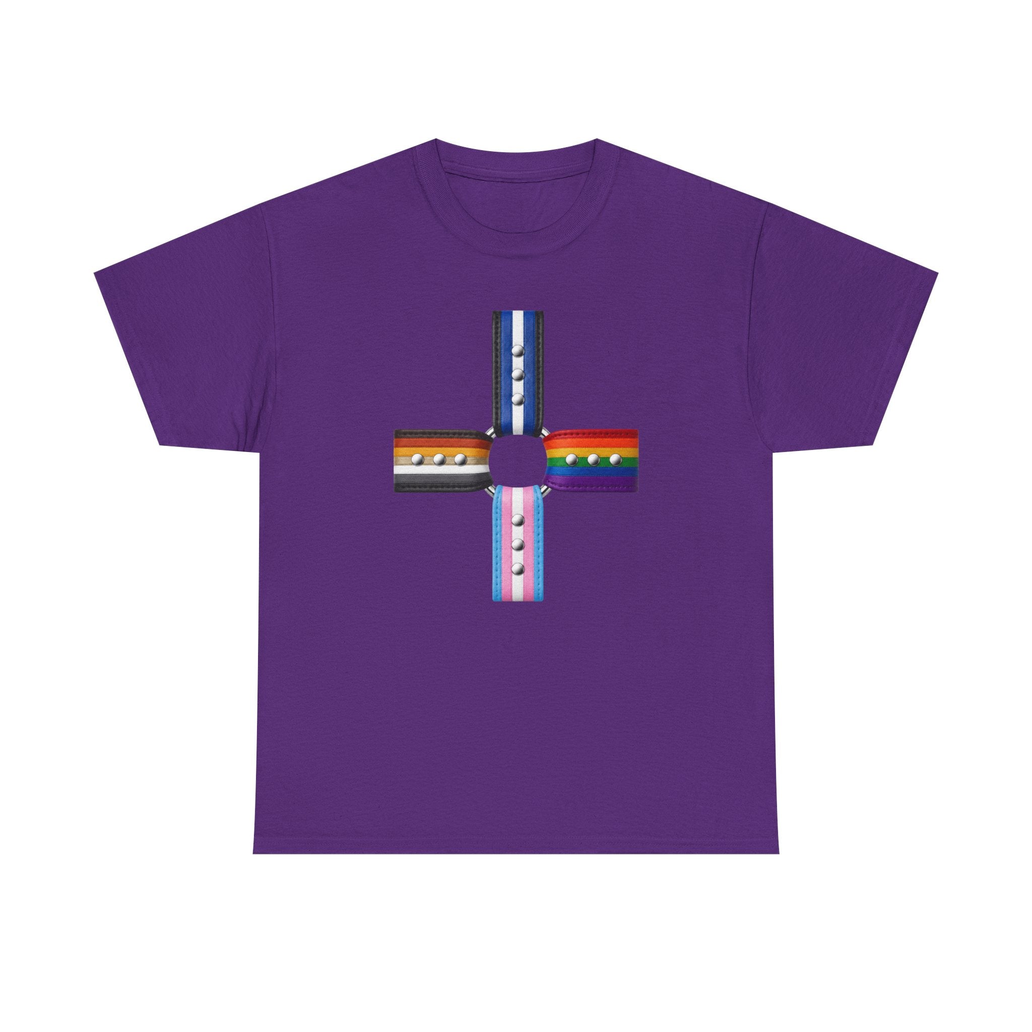 LGBTQ+ Pride Flag Cross T‑Shirt — Inclusive Stripes Tee