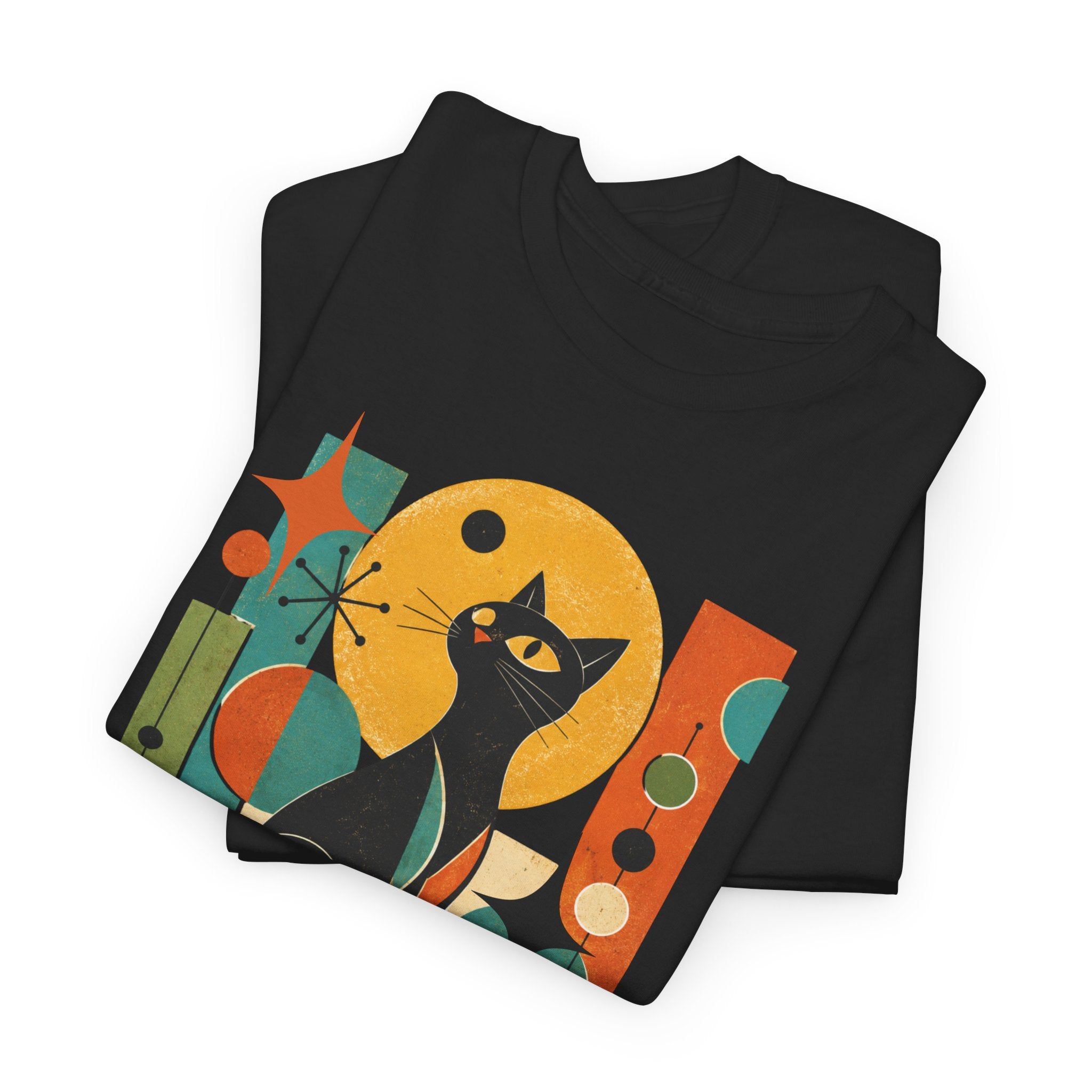 Paws and Reflect Cat T-Shirt. Mod Tangentsies Cat. Mood cat T-shirt