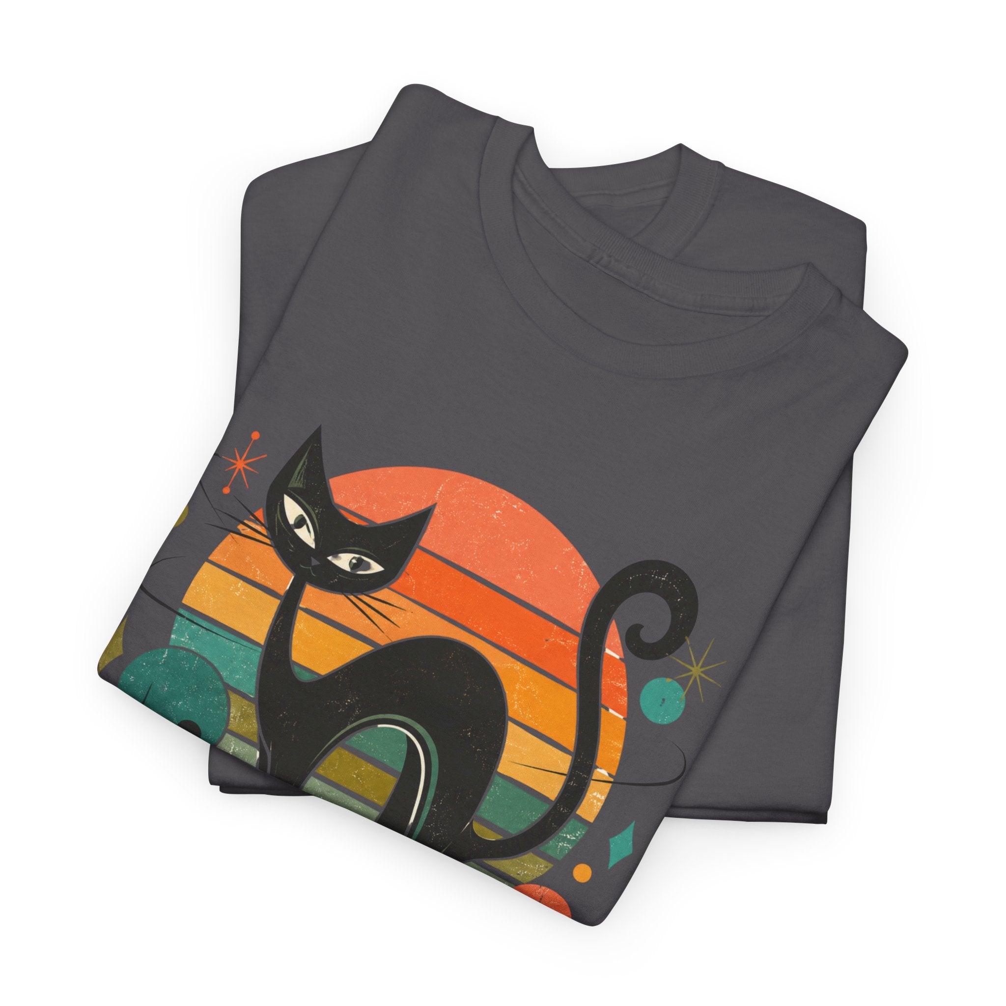 You Had Me At Meow Tee — Retro Cat Graphic T-Shirt. Tangentsies Cat in Retro Mod