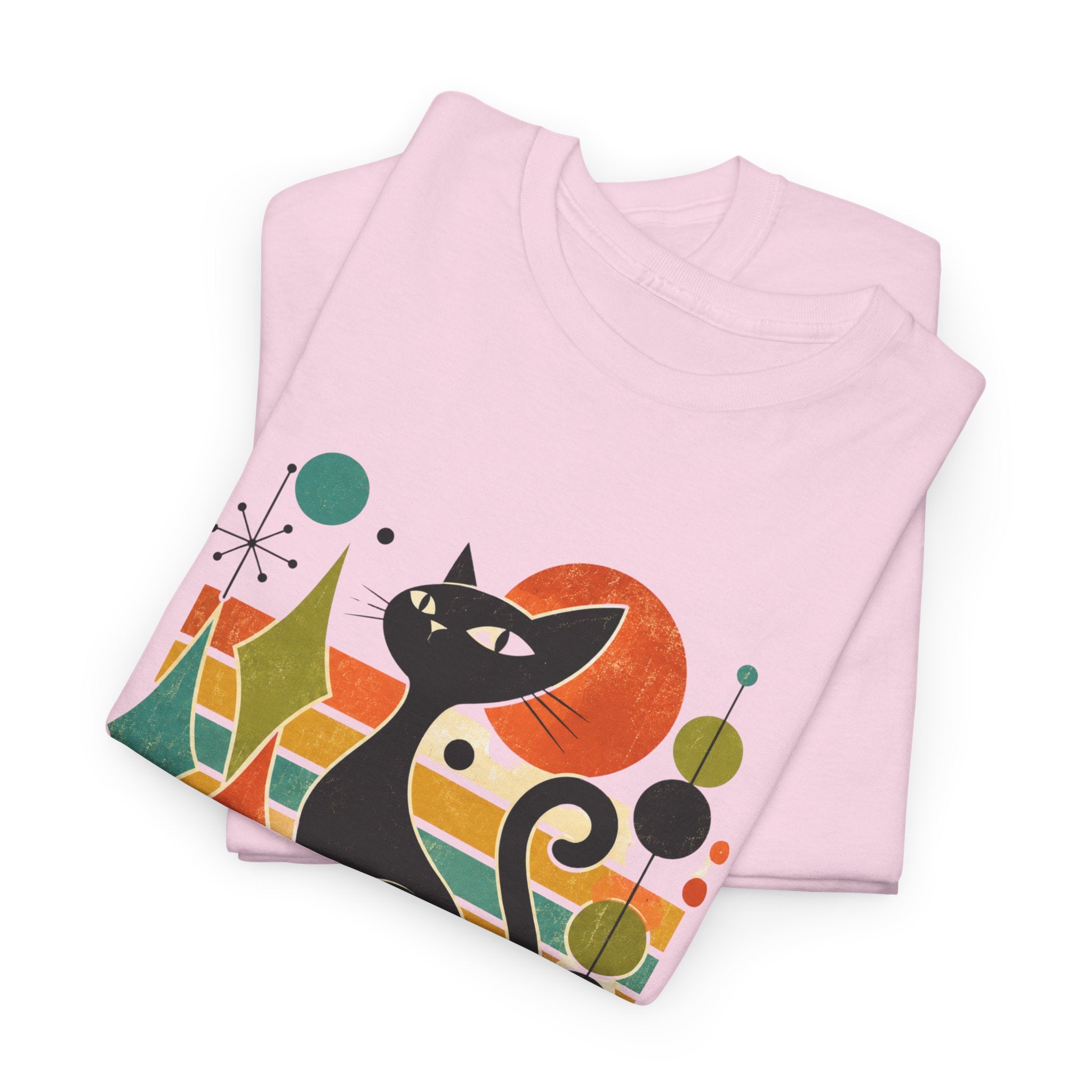Cat T-Shirt — "Meow or Never" Retro Cat Graphic Tee. Tangentsies Cat Mod t=shirt