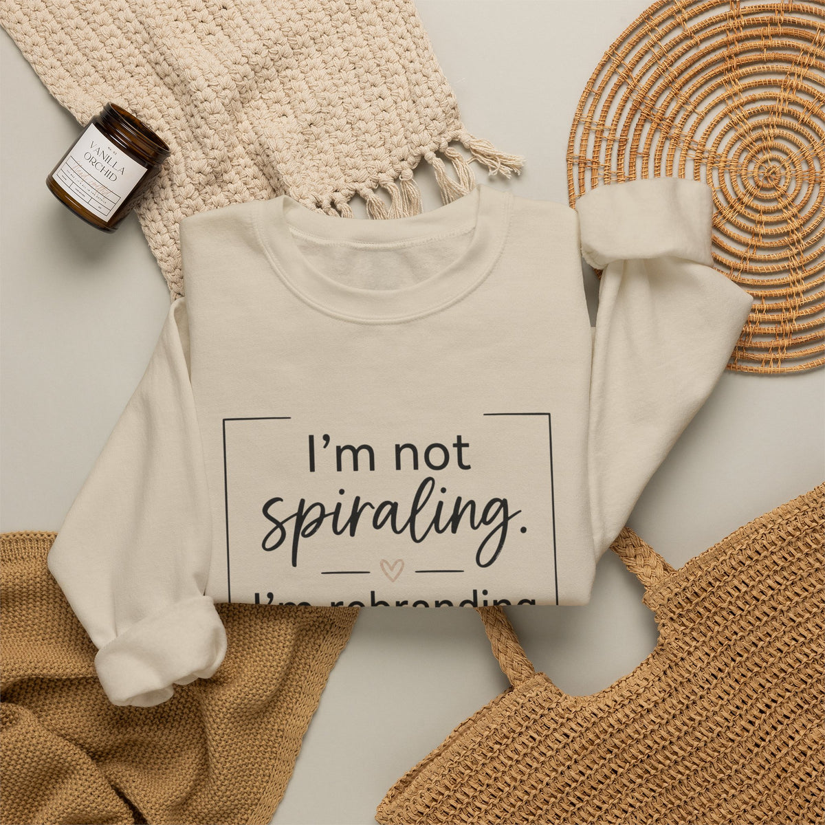 Crewneck Sweatshirt — "I’m Not Spiraling, I’m Rebranding the Collapse" Funny Mental Health Quote