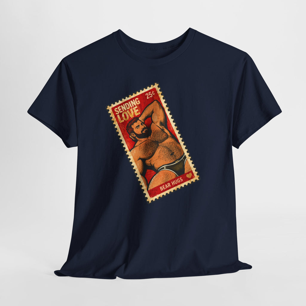 Gay Bear Shirt – Vintage Bear Pride Pin-Up T-Shirt, Retro Postage Stamp Art, LGBTQ Bear Culture Tee