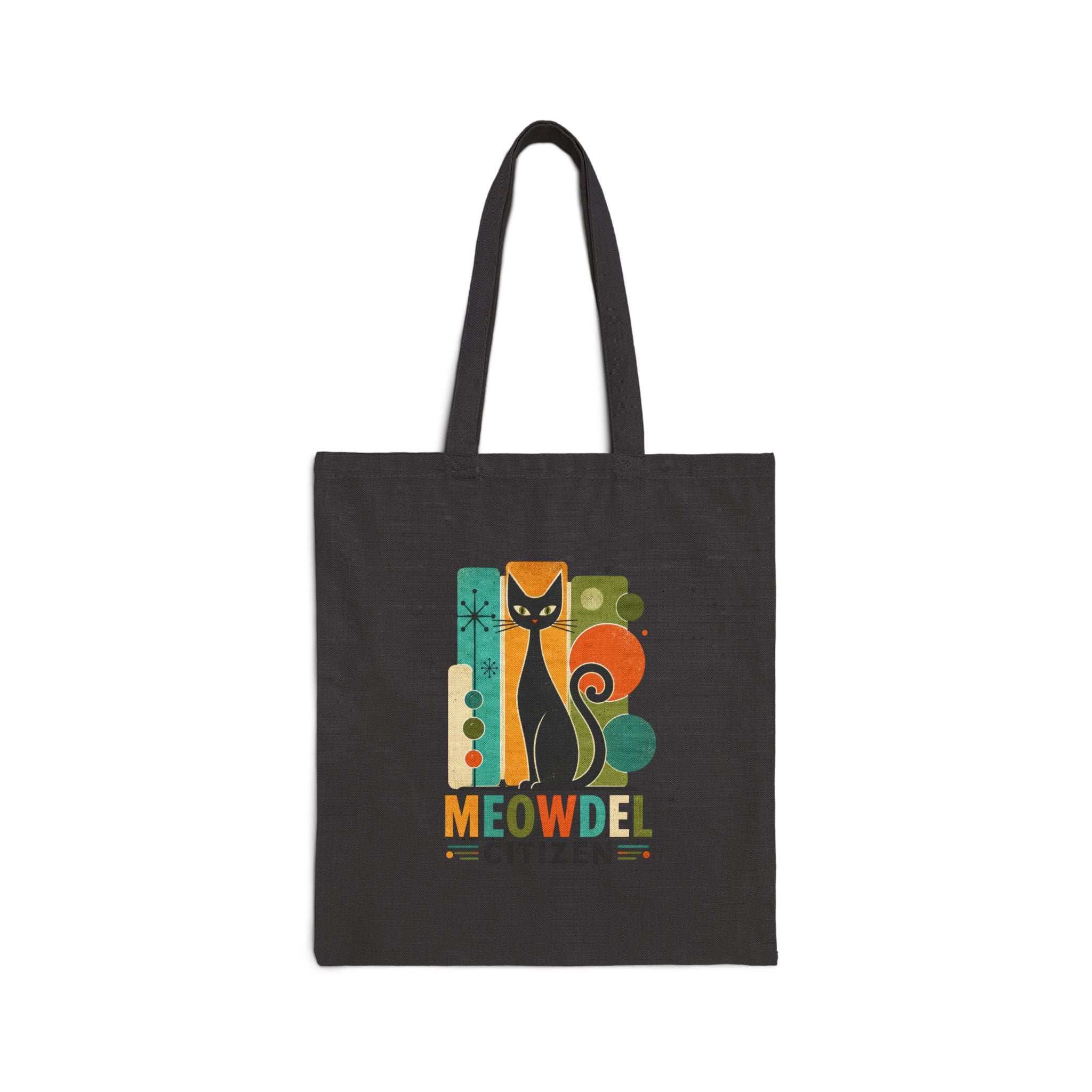 Tote Bag — Retro 'Meowdel Citizen' Cat Canvas Tote