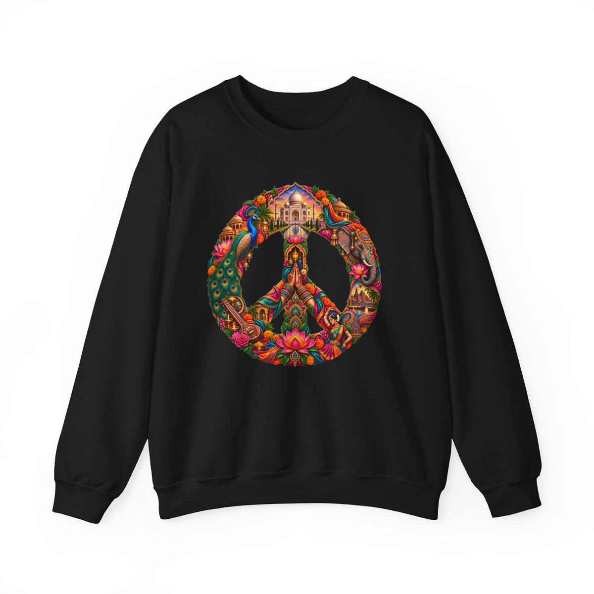 Floral Peace Sign Crewneck Sweatshirt — Psychedelic Hippie Vibe