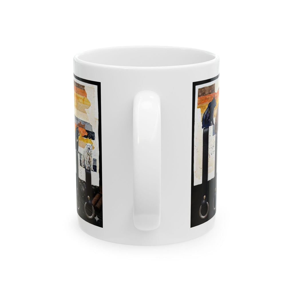 Vintage Western Dogs Ceramic Mug – Retro Rodeo Art Coffee Cup (11oz, 15oz) Bear Pride. Leather man pride. Bears in leather.