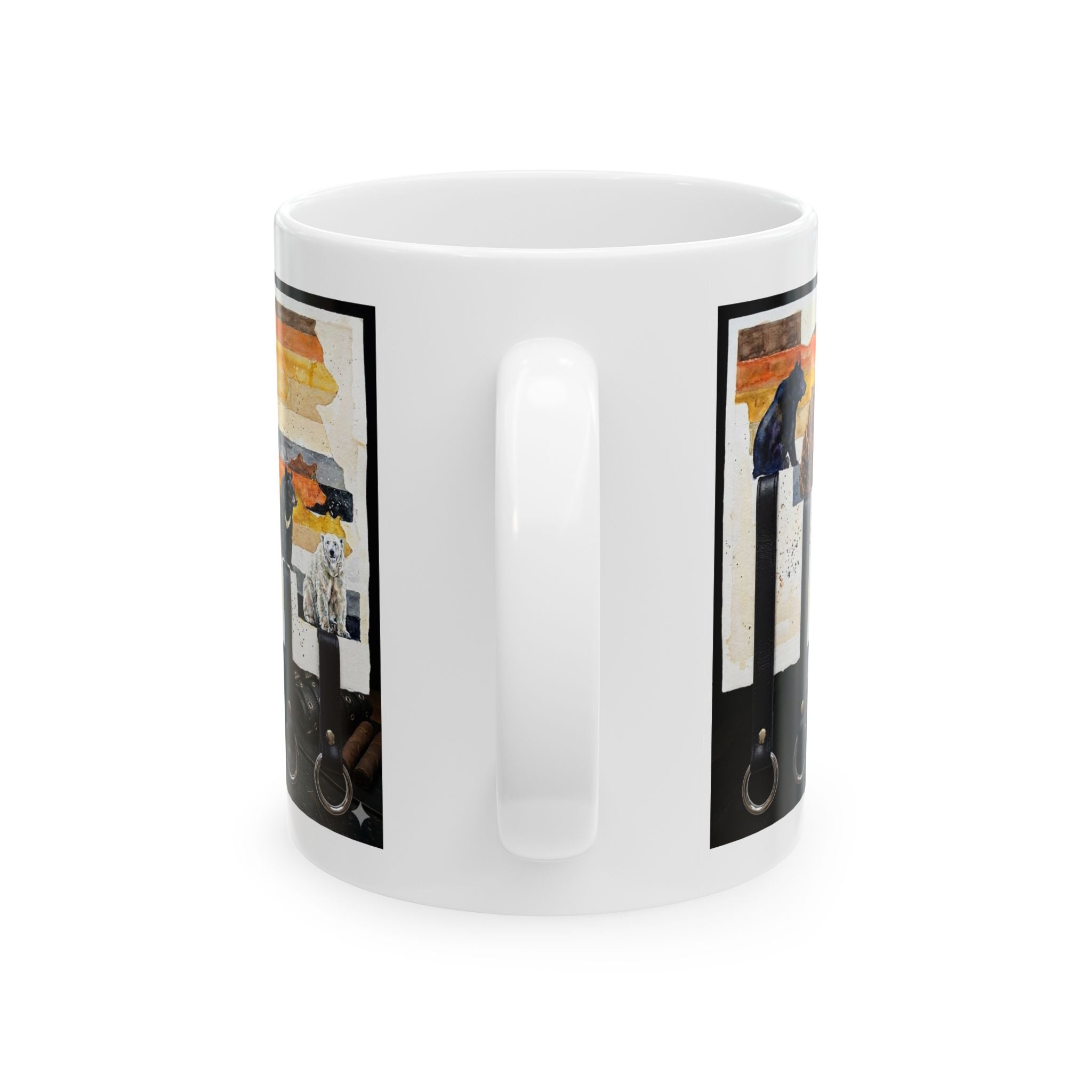 Vintage Western Dogs Ceramic Mug – Retro Rodeo Art Coffee Cup (11oz, 15oz) Bear Pride. Leather man pride. Bears in leather.