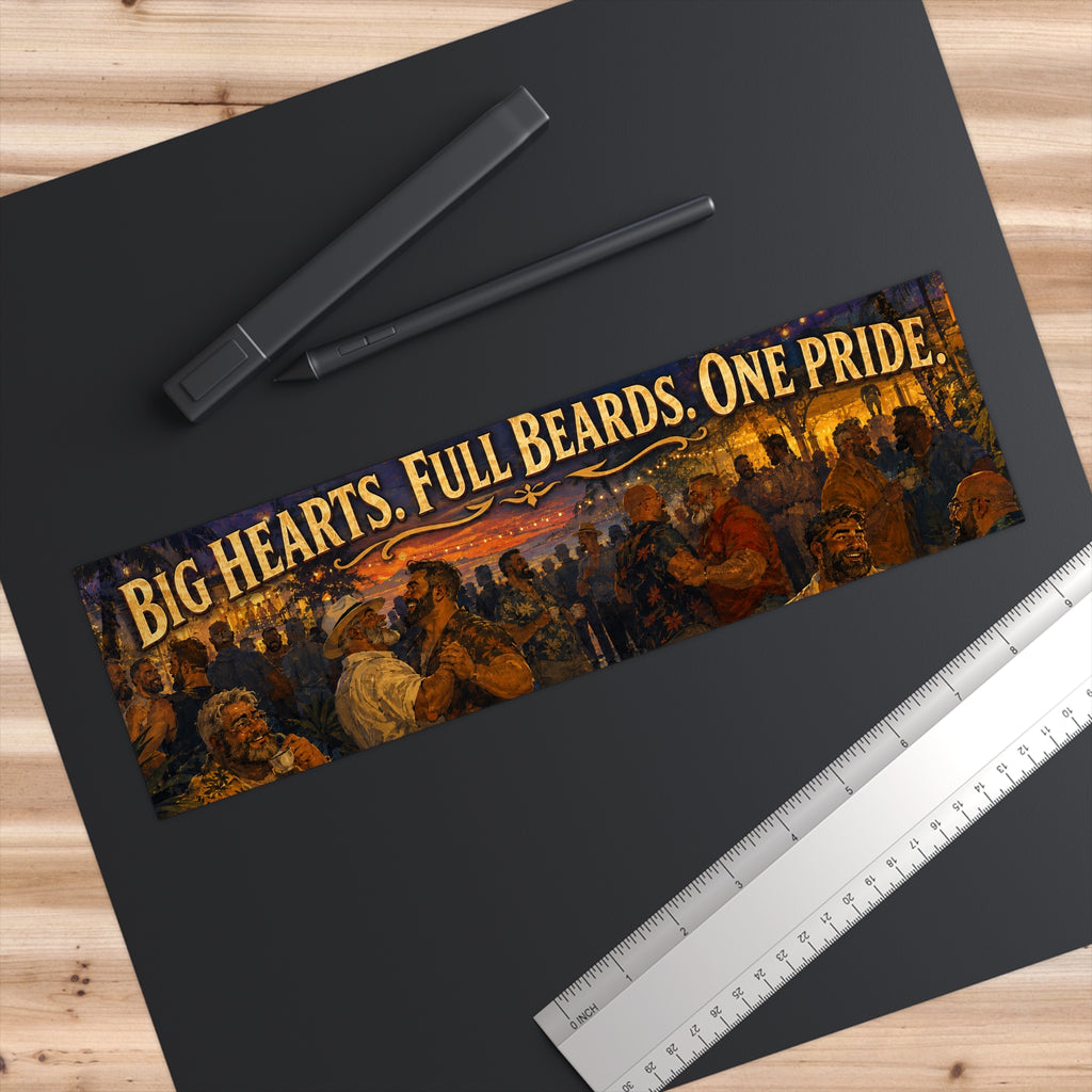 Bumper Sticker — "Big Hearts. Full Beards. One Pride." Vintage Brotherhood Decal