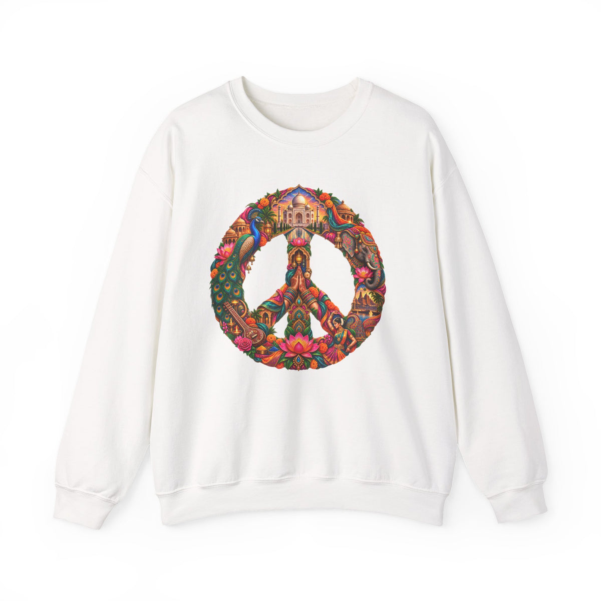 Floral Peace Sign Crewneck Sweatshirt — Psychedelic Hippie Vibe