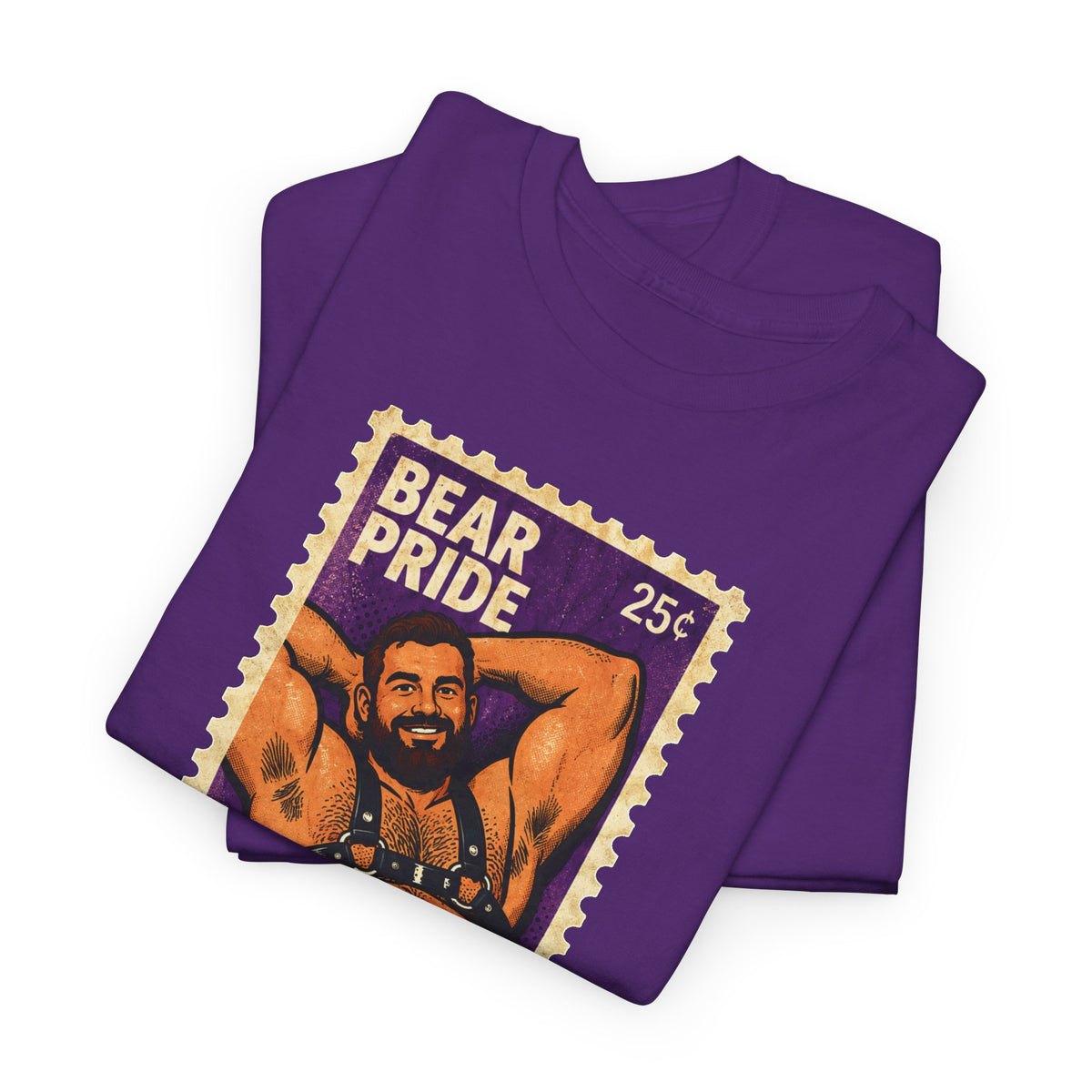 Bear Pride T-Shirt — Retro Stamp Design Gay Bear Shirt – Vintage Bear Pride Pin-Up T-Shirt, Retro Postage Stamp Art, LGBTQ Bear Culture Tee, Fur Ever