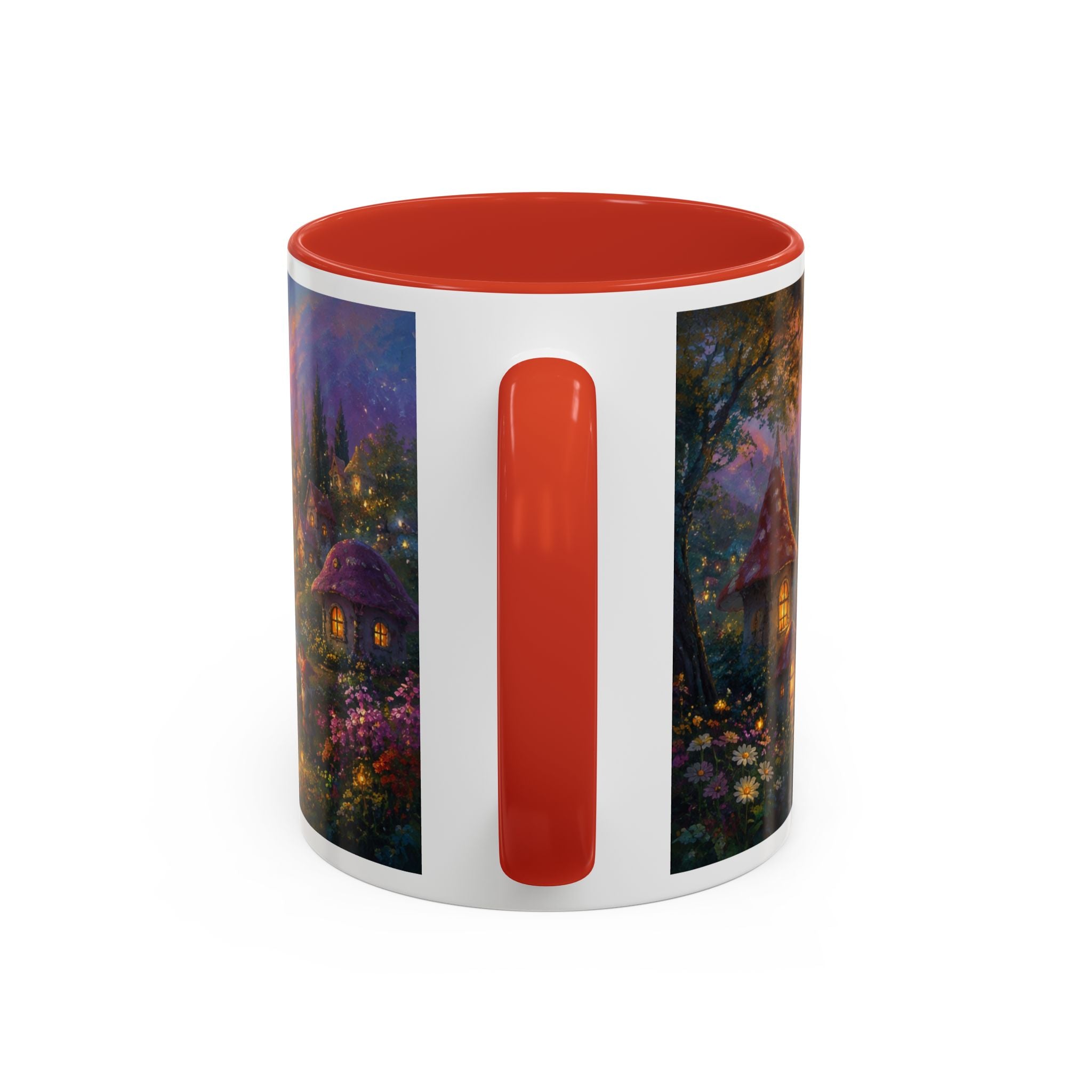 Fantasy Sunset Coffee Mug — Whimsical Village Sunrise Art Accent Mug (11/15oz)