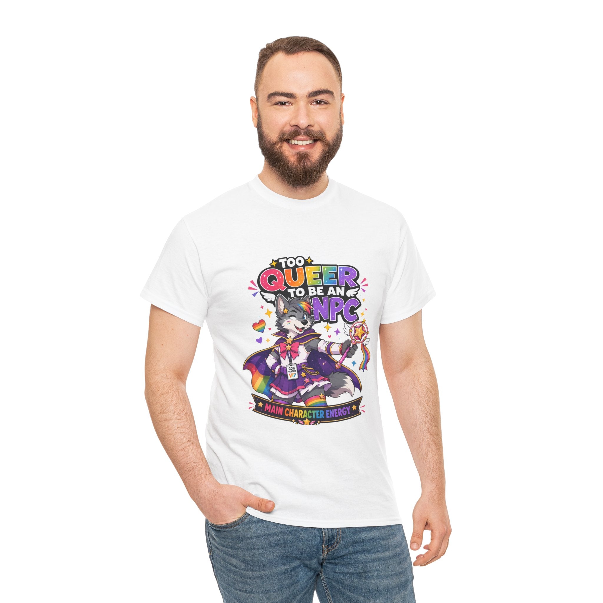 Too Queer to Be an NPC T-Shirt — Main Character Energy LGBTQ+ Pride Tee