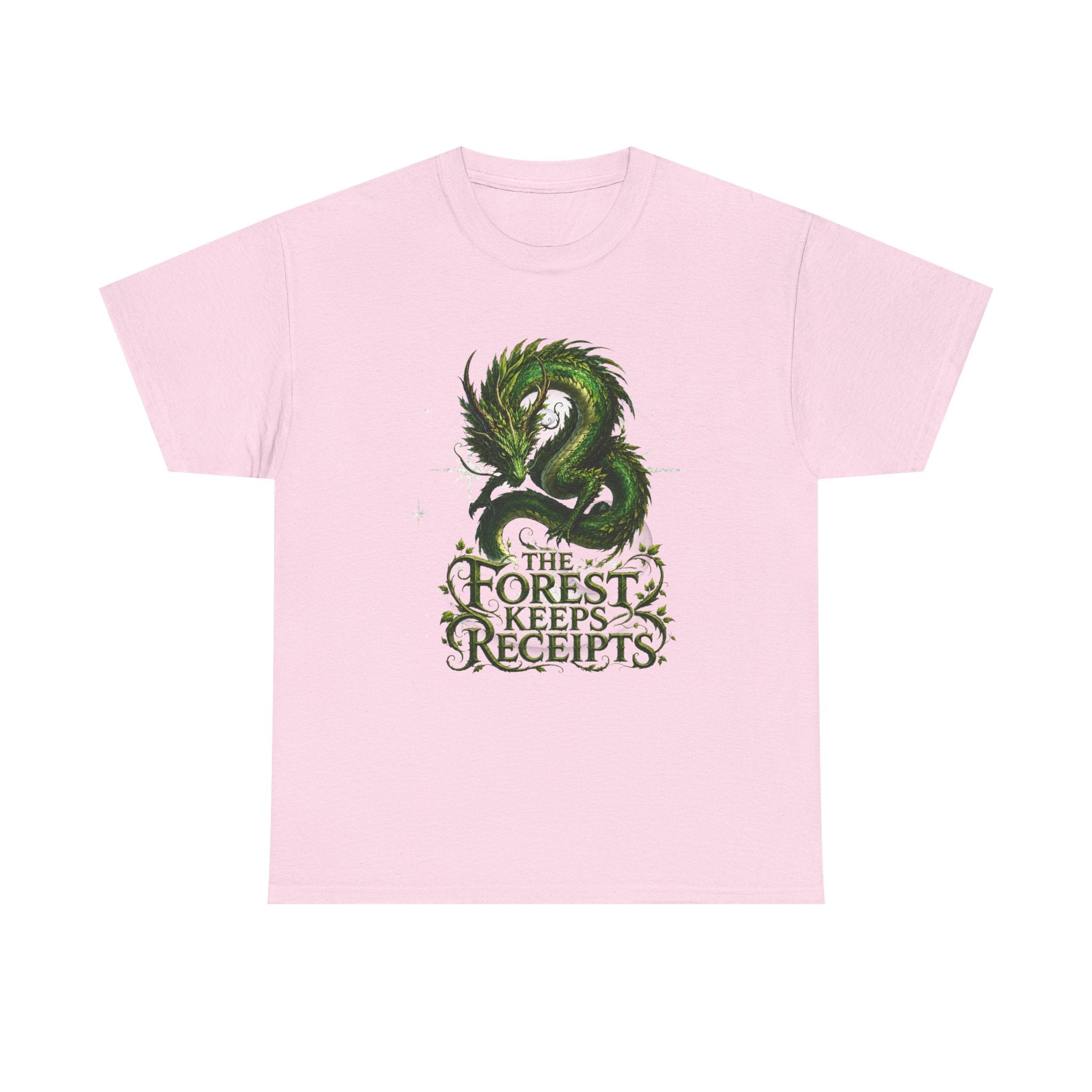 T-Shirt — "The Forest Keeps Receipts" Green Dragon Nature Graphic Tee