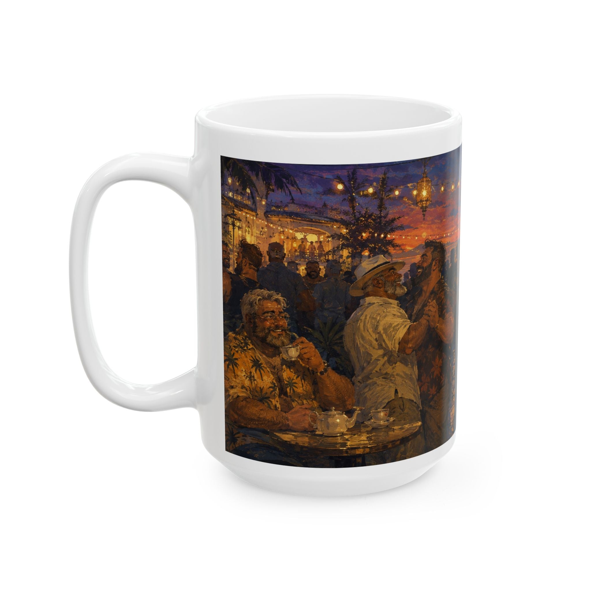 Ceramic Mug — Evening Street Festival Art Coffee Cup (11oz, 15oz)Bear Festival in the tropics