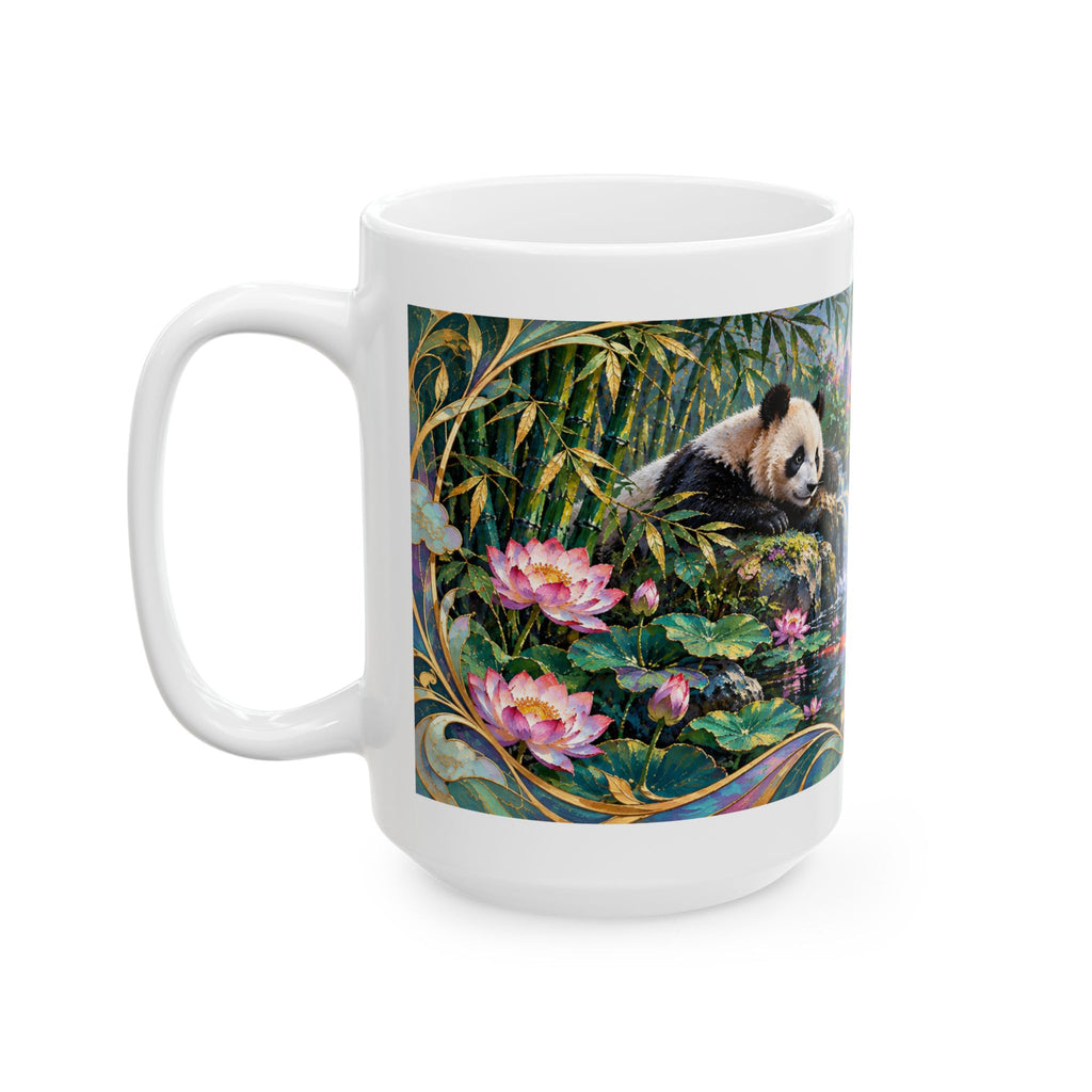 Panda Mug – Asian-Inspired Art Nouveau Panda Bear Coffee Cup, Bamboo Nature Gift