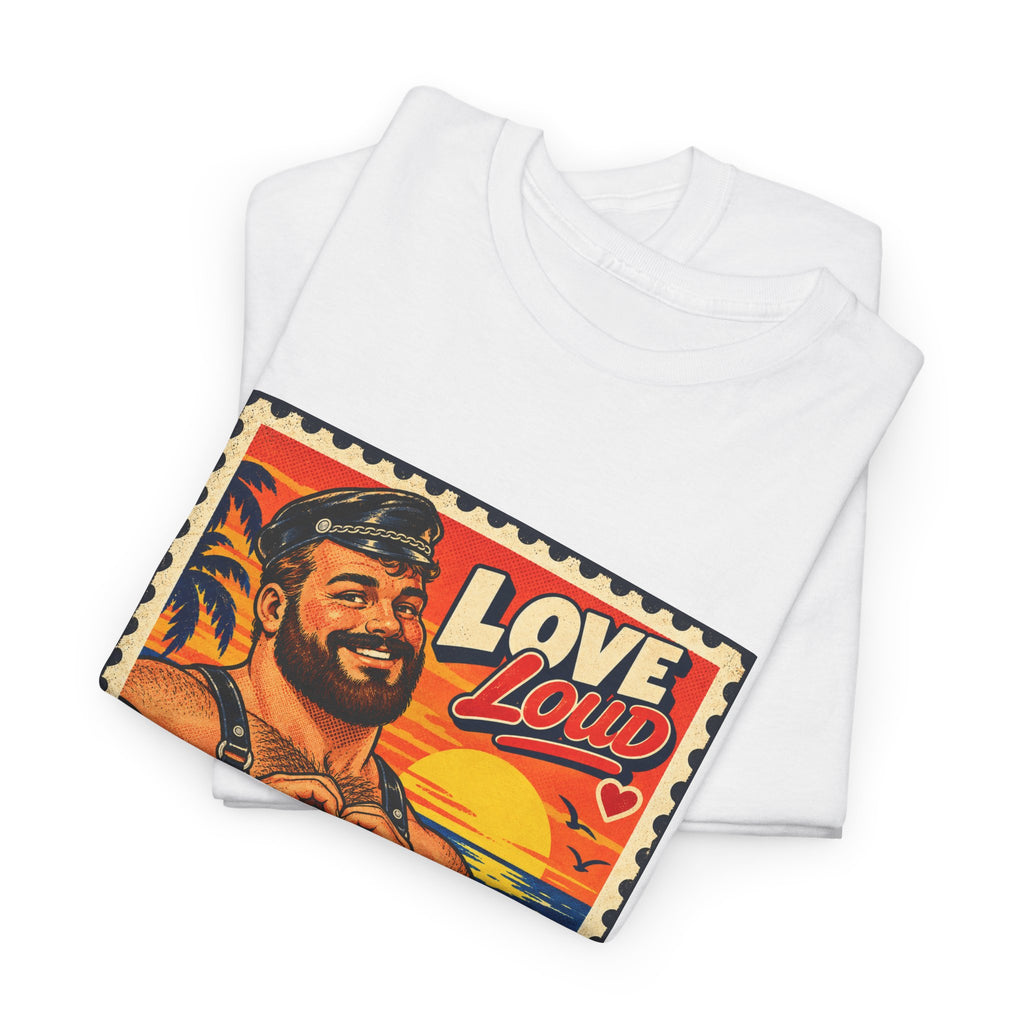 Gay Bear Shirt – Vintage Bear Pride Pin-Up T-Shirt, Retro Postage Stamp Art, LGBTQ Bear Culture Tee.