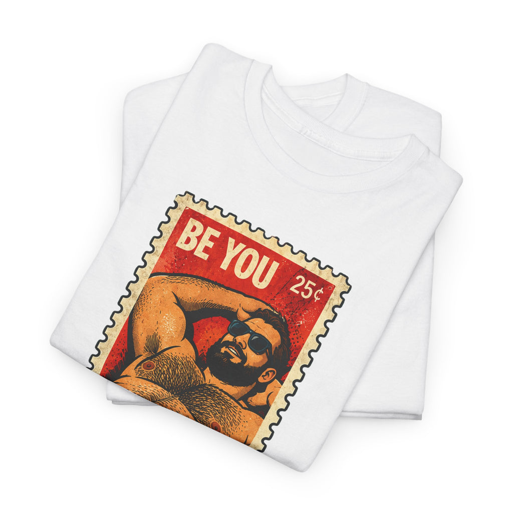 Gay Bear Shirt – Vintage Bear Pride Pin-Up T-Shirt, Retro Postage Stamp Art, LGBTQ Bear Culture Tee, Fur Ever