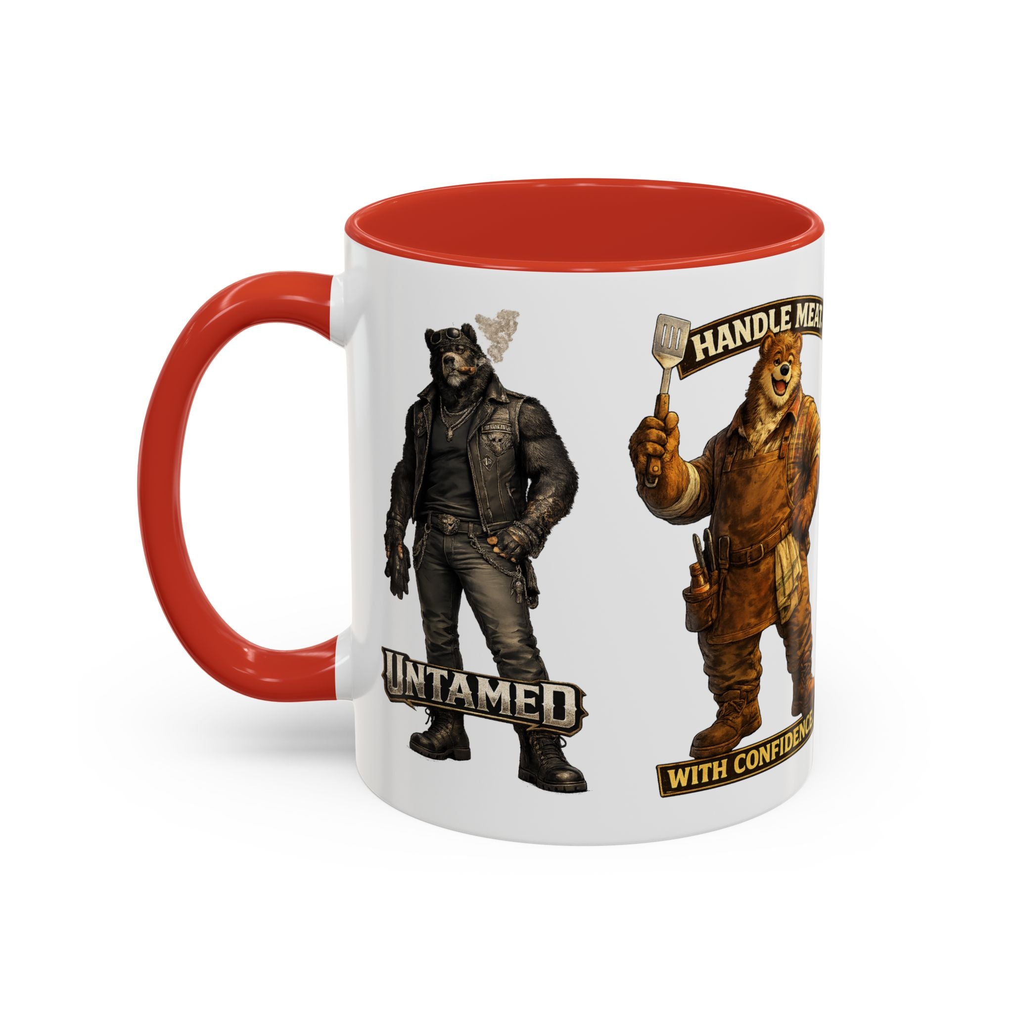 Handy Bear Mechanics Coffee Mug — "I Fix Things, Want a Tune-Up?" Accent Ceramic Mug
