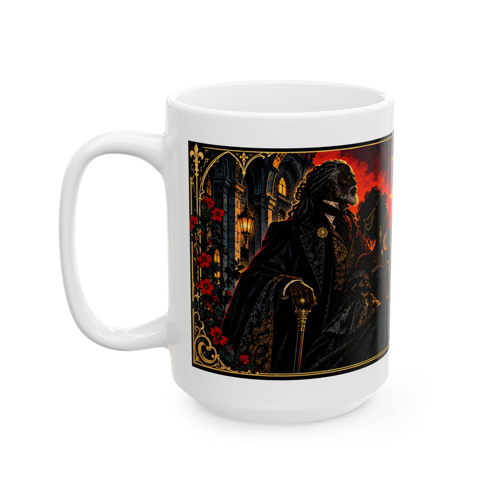 Gothic Cityscape Ceramic Mug – Legacy Lives in You Black Man Gothic Art Mug.  “Legend Lives On” 11oz/15oz