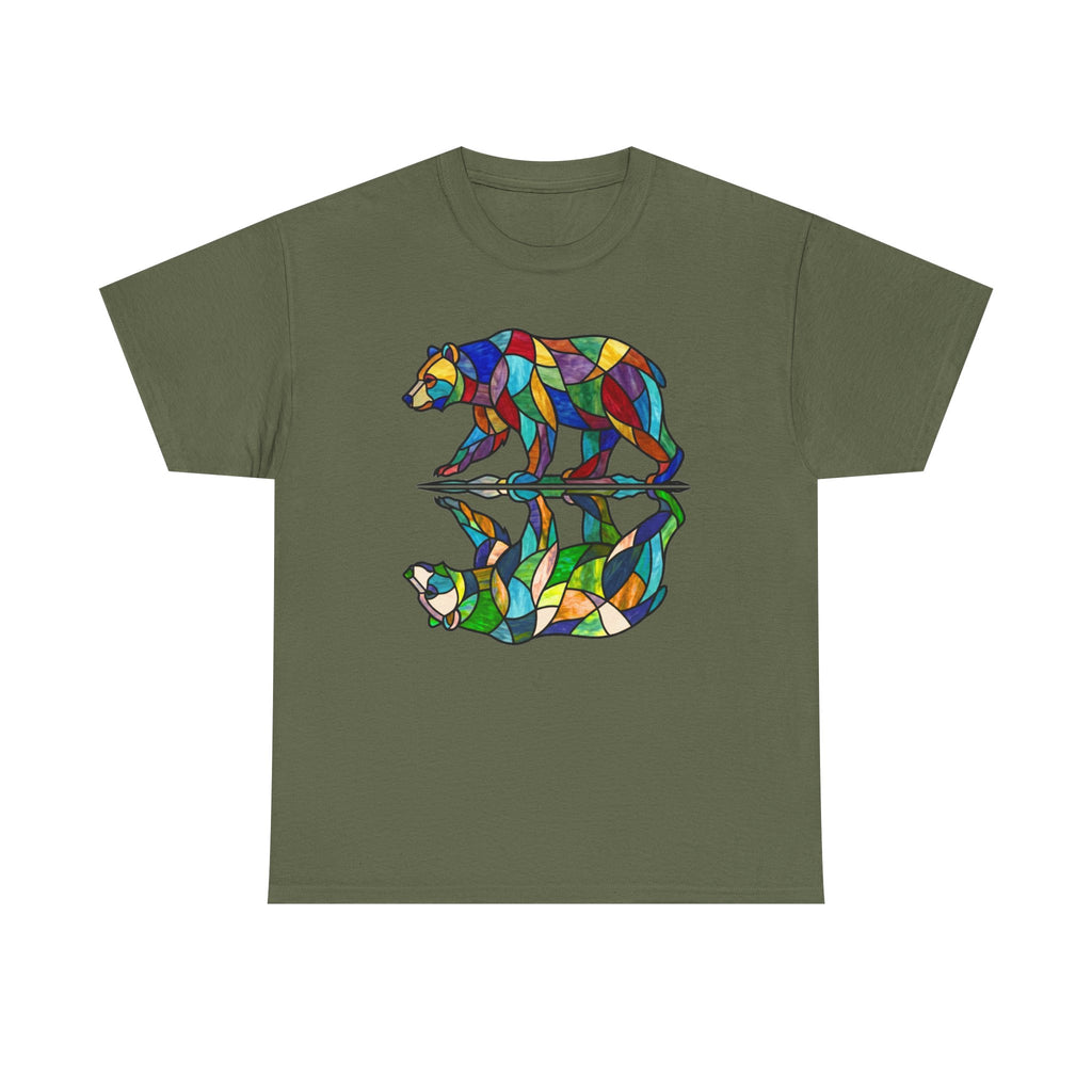 Stained Glass Bear Reflection T-Shirt — Colorful Nature Graphic Tee