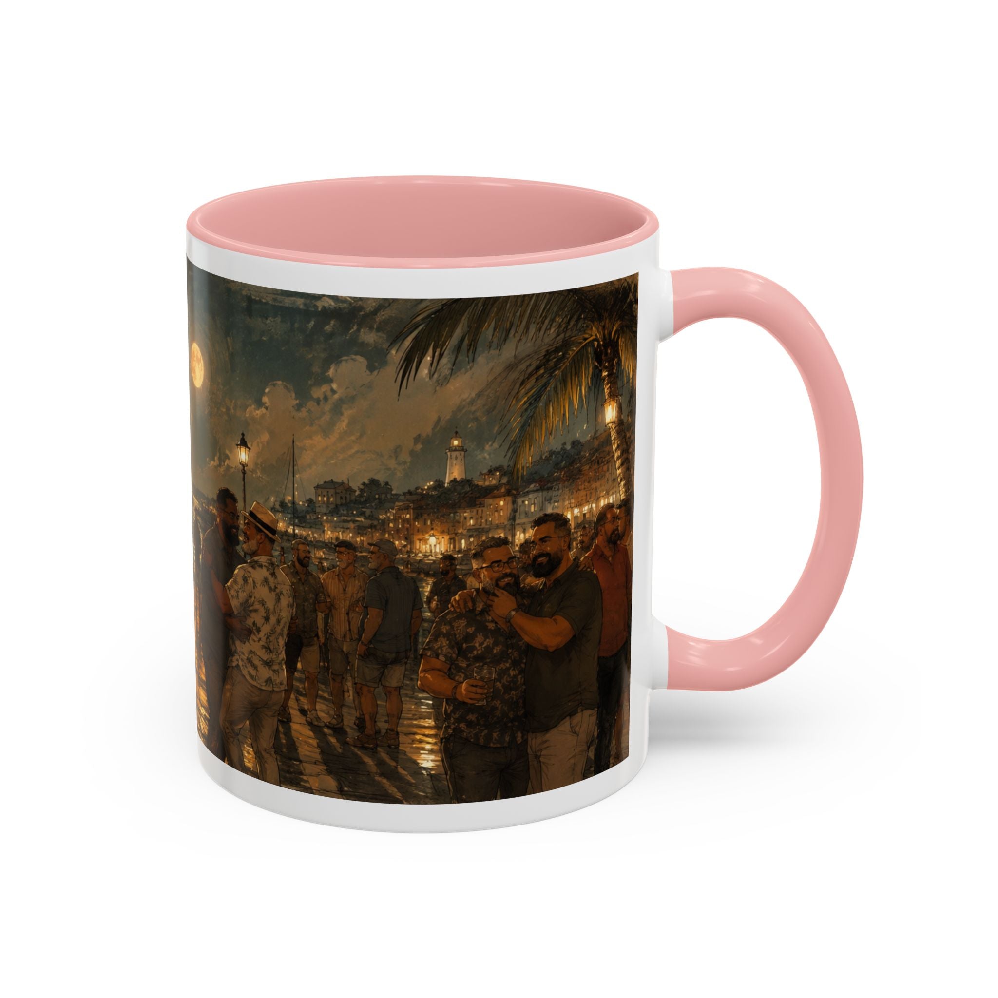 Tropical Night Market Coffee Mug — Moonlit Street Scene Accent Mug (11/15oz) This is a Bear community Bear event coffee Mug.