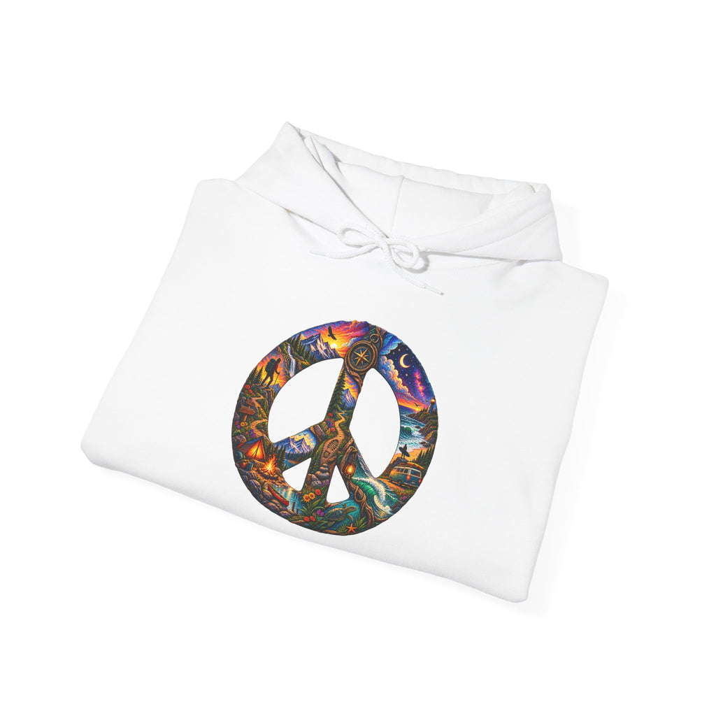 Floral Peace Symbol Hoodie — Psychedelic Boho Graphic Pullover