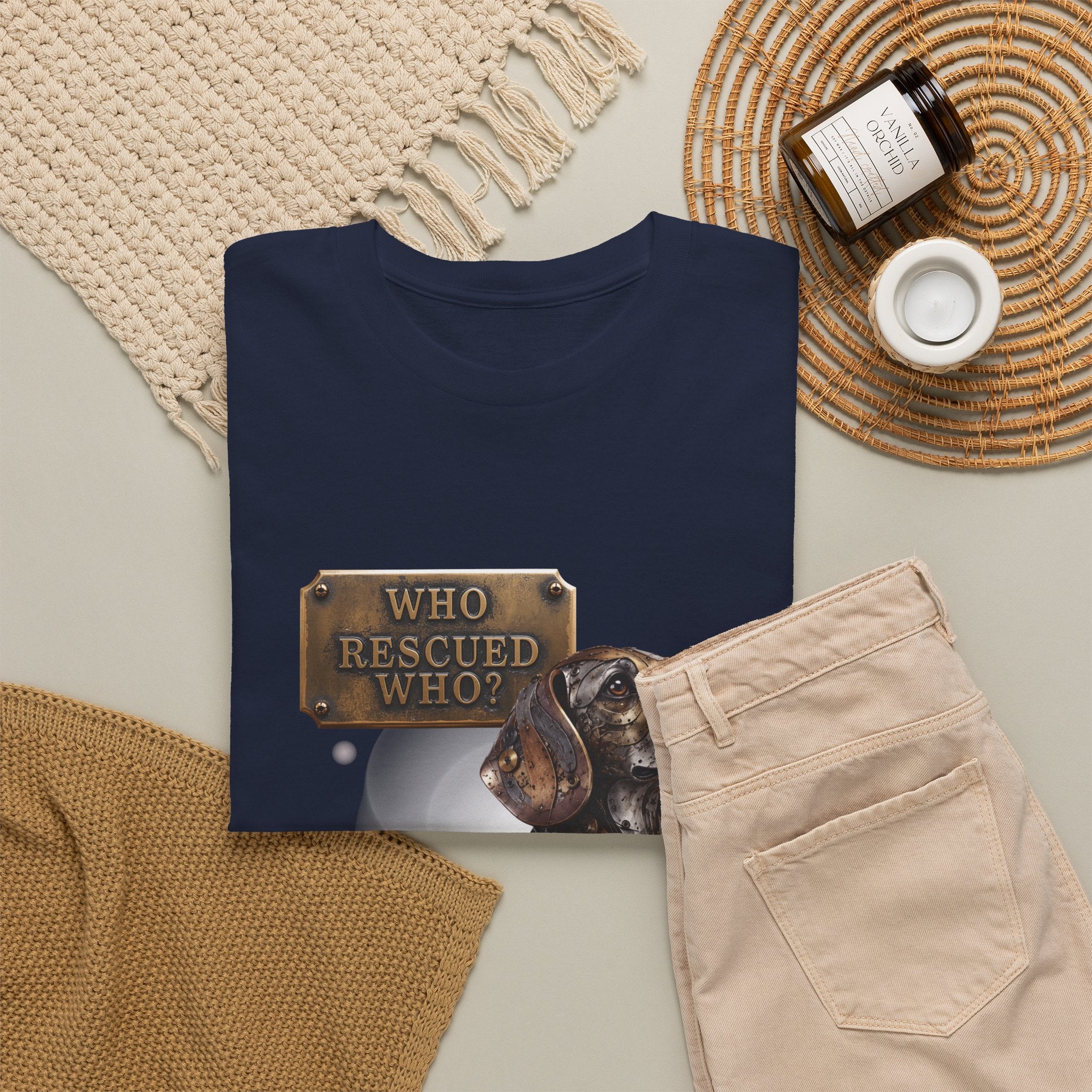 Dog Rescue T-Shirt – "Who Rescued Who" Rescue Pup Tee. A steampunk, mechanical Beagle for all Beagle Moms and Dads