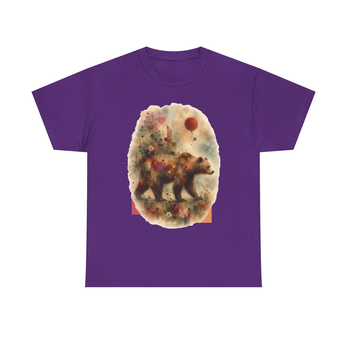 Bear and Balloon T-Shirt — Whimsical Watercolor Forest Bear Graphic Tee