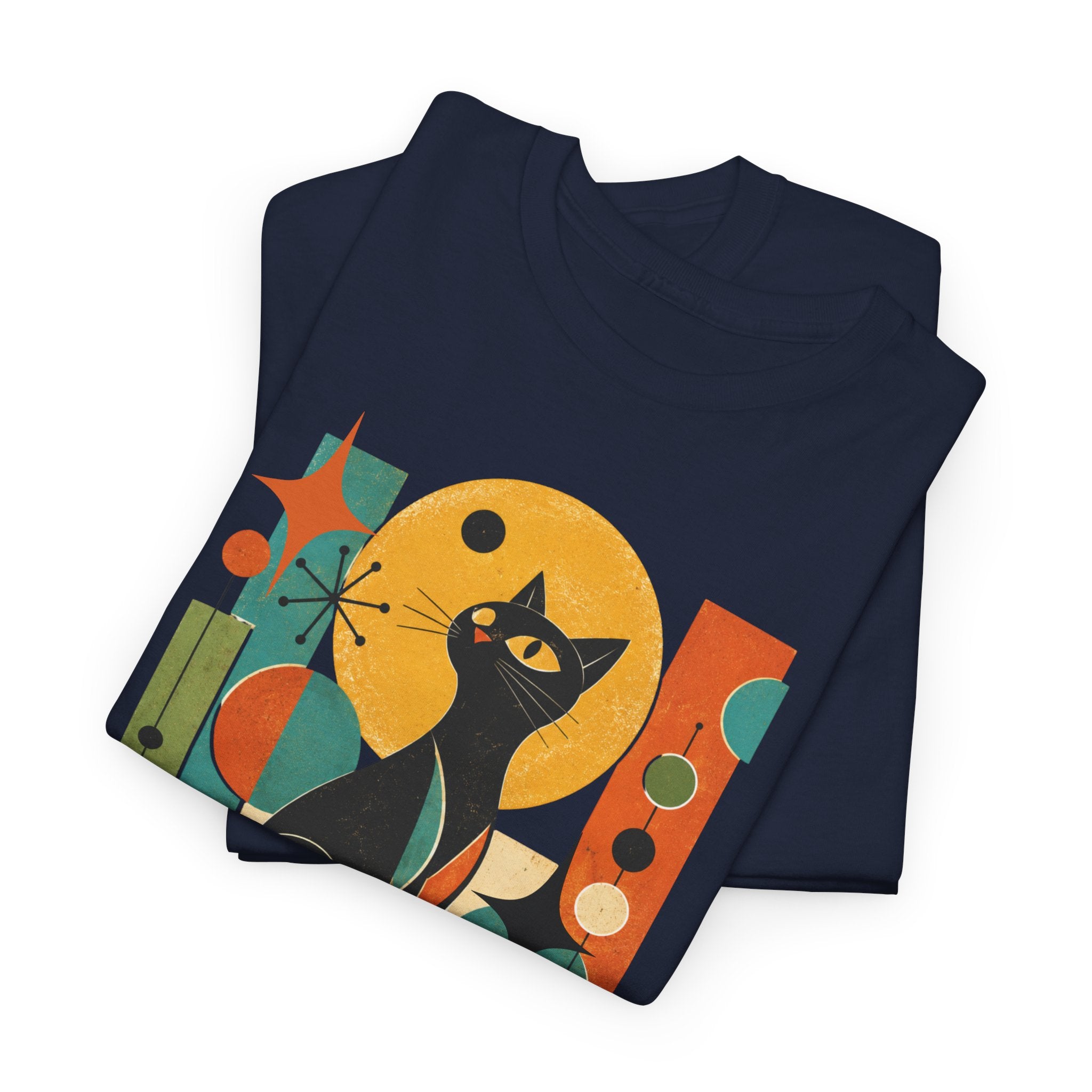 Paws and Reflect Cat T-Shirt. Mod Tangentsies Cat. Mood cat T-shirt
