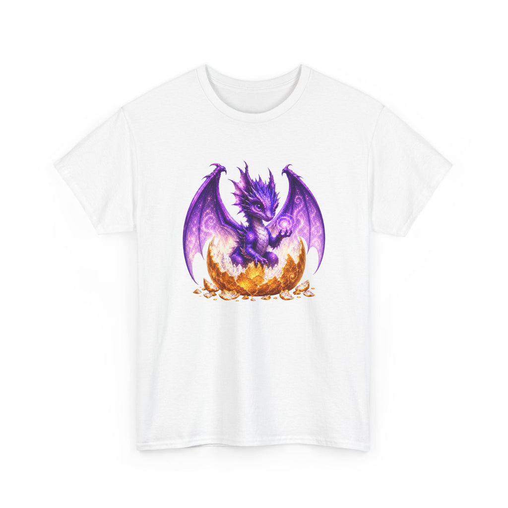 Purple Dragon Hatching Tee — Fantasy Baby Dragon T-Shirt