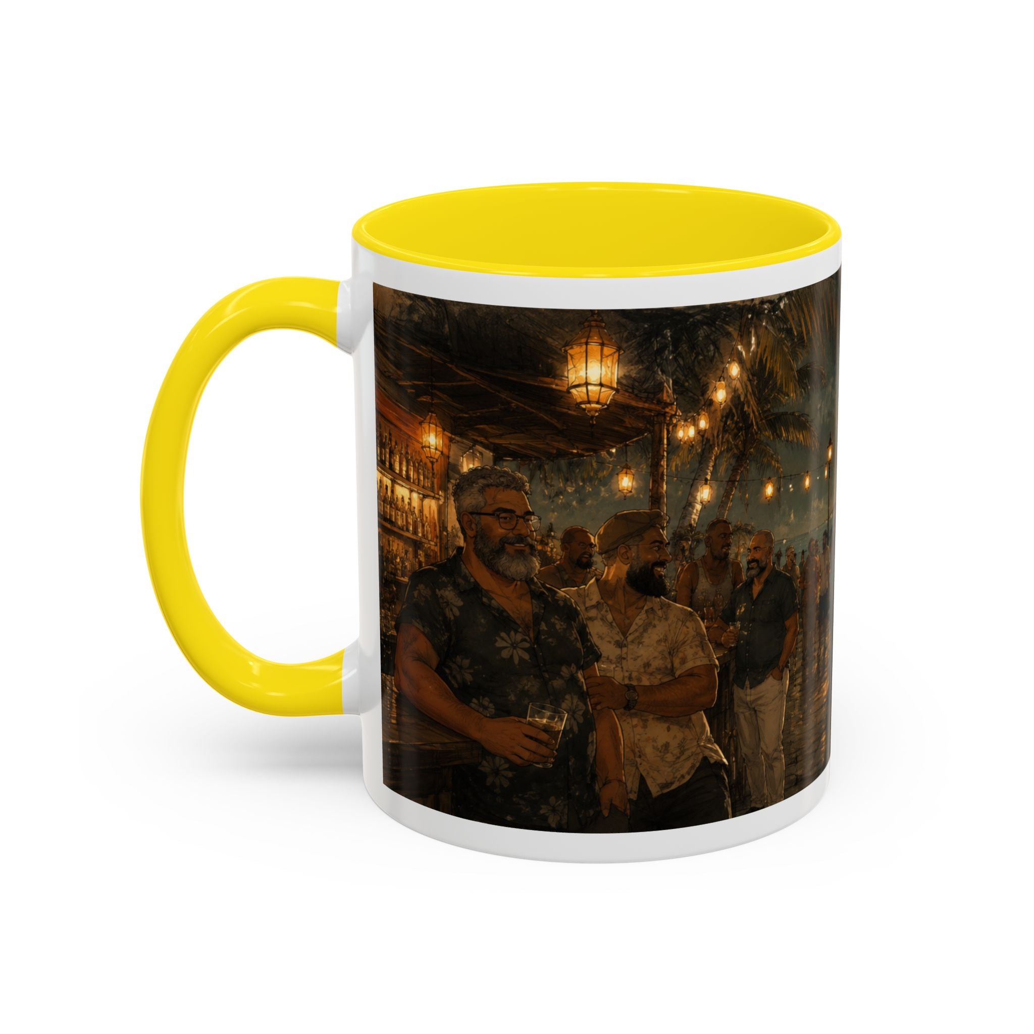 Tropical Night Market Coffee Mug — Moonlit Street Scene Accent Mug (11/15oz) This is a Bear community Bear event coffee Mug.