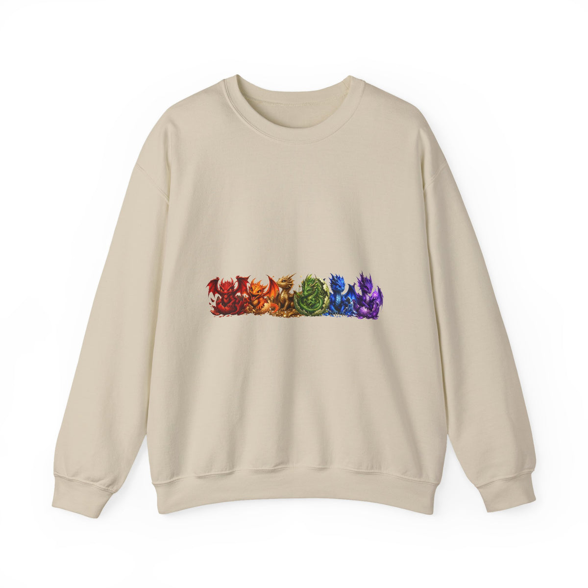 Rainbow Cat Crewneck Sweatshirt — Colorful Pride Cat Line Graphic