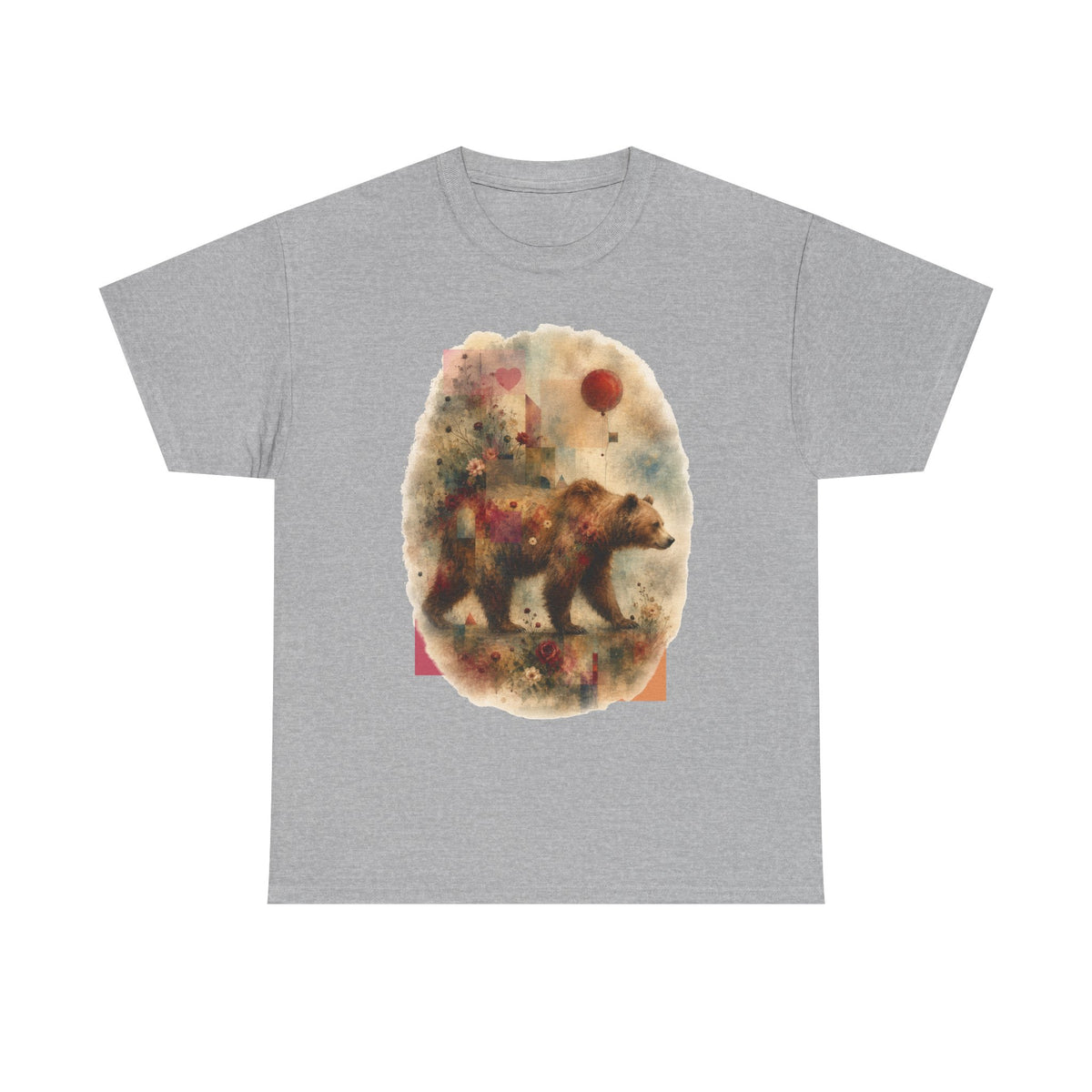 Bear and Balloon T-Shirt — Whimsical Watercolor Forest Bear Graphic Tee